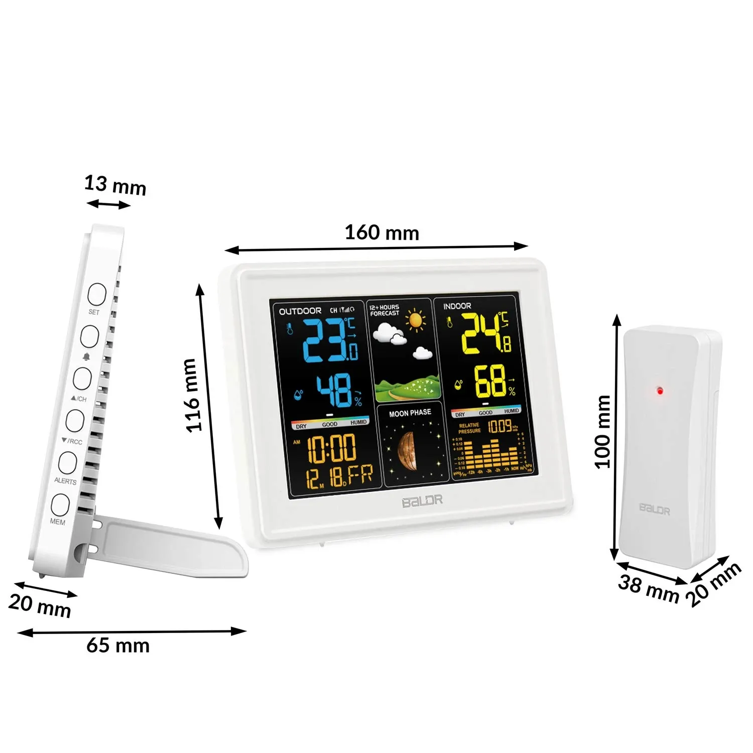 Meteorologinė stotelė su ekranu BD-907, balta - nuotrauka 1