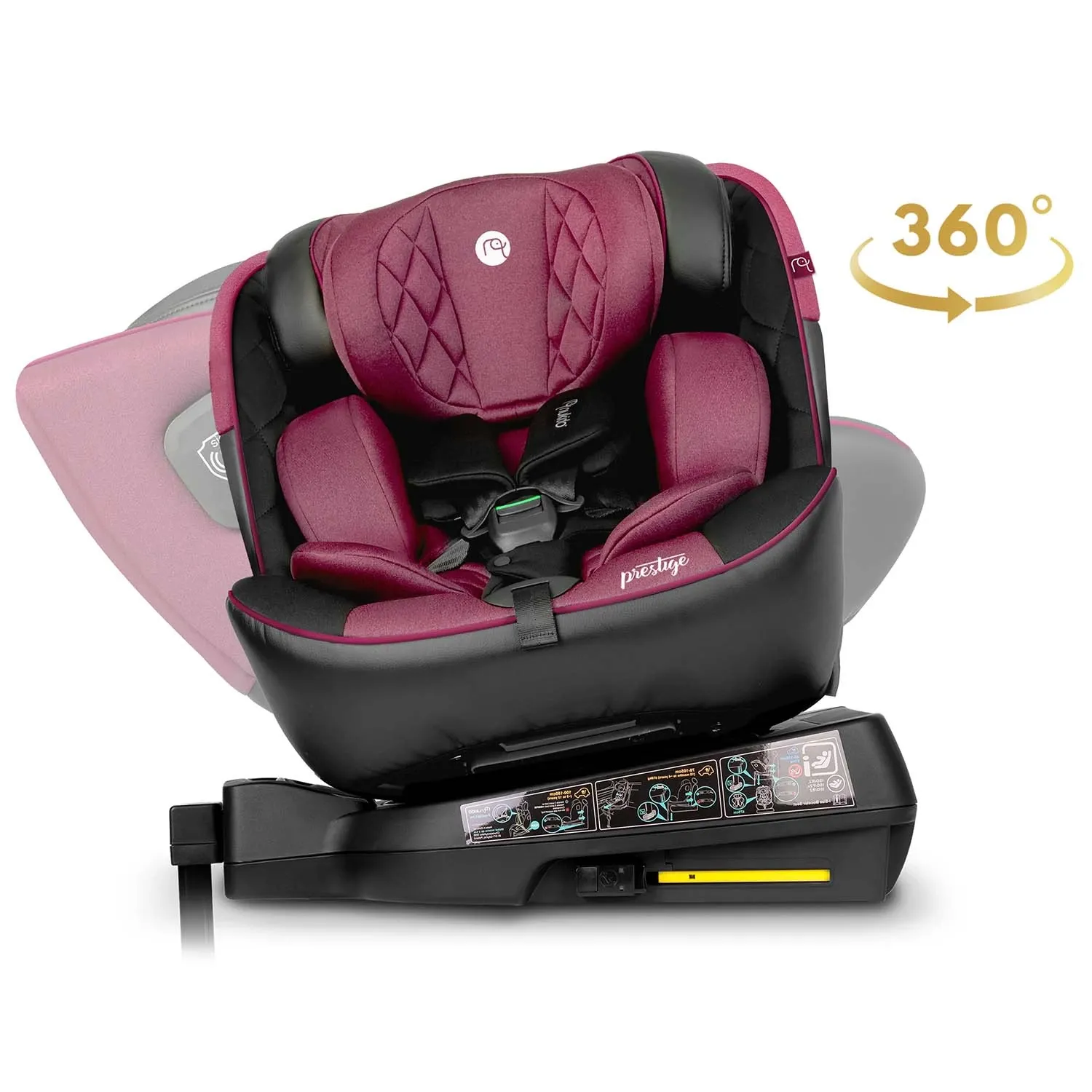 „Nukido Prestige Line“ juodos ir rožinės spalvos automobilinė kėdutė, 0-36 kg, ISOFIX - nuotrauka 1