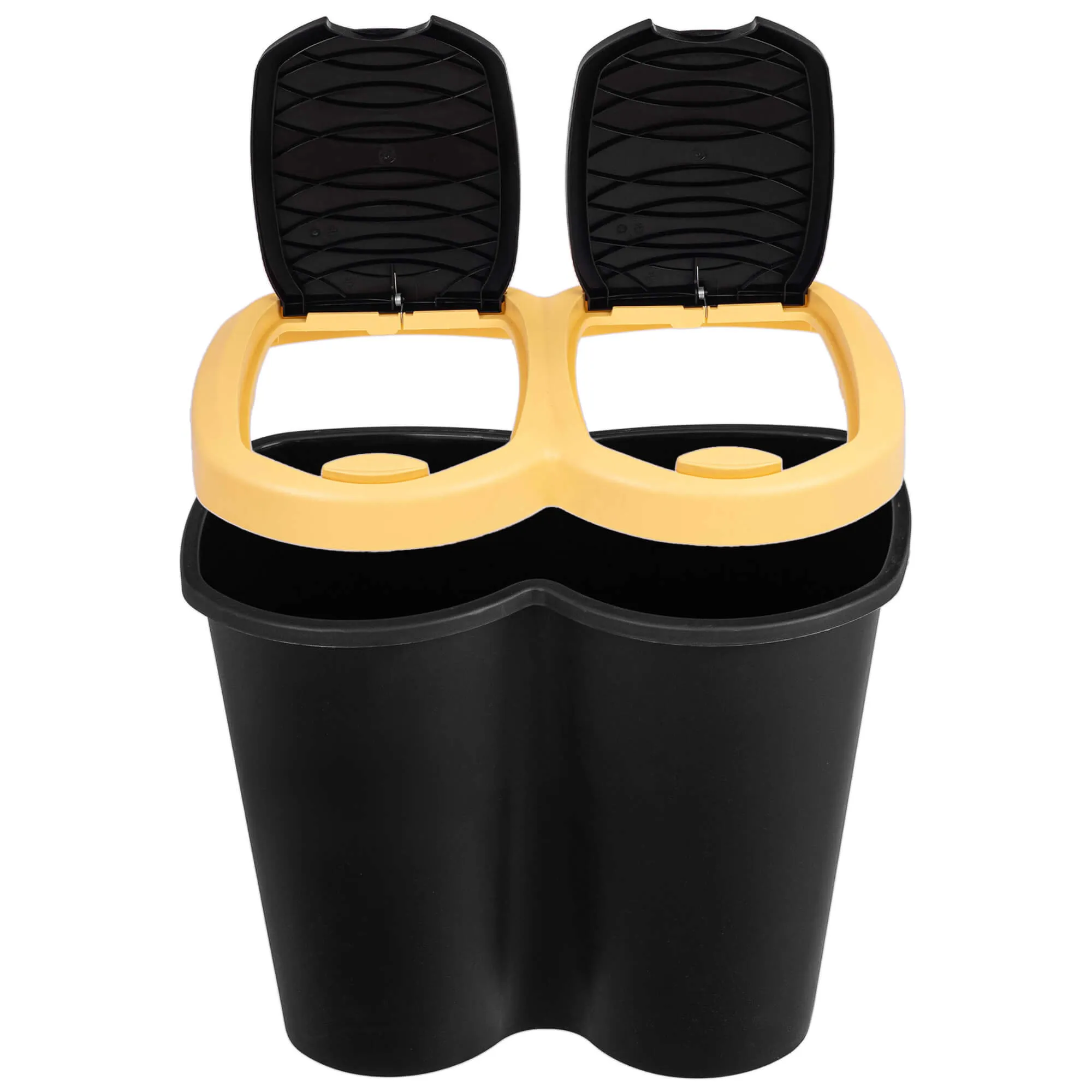 Aumoy 40L dviguba šiukšliadėžė, juoda ir geltona