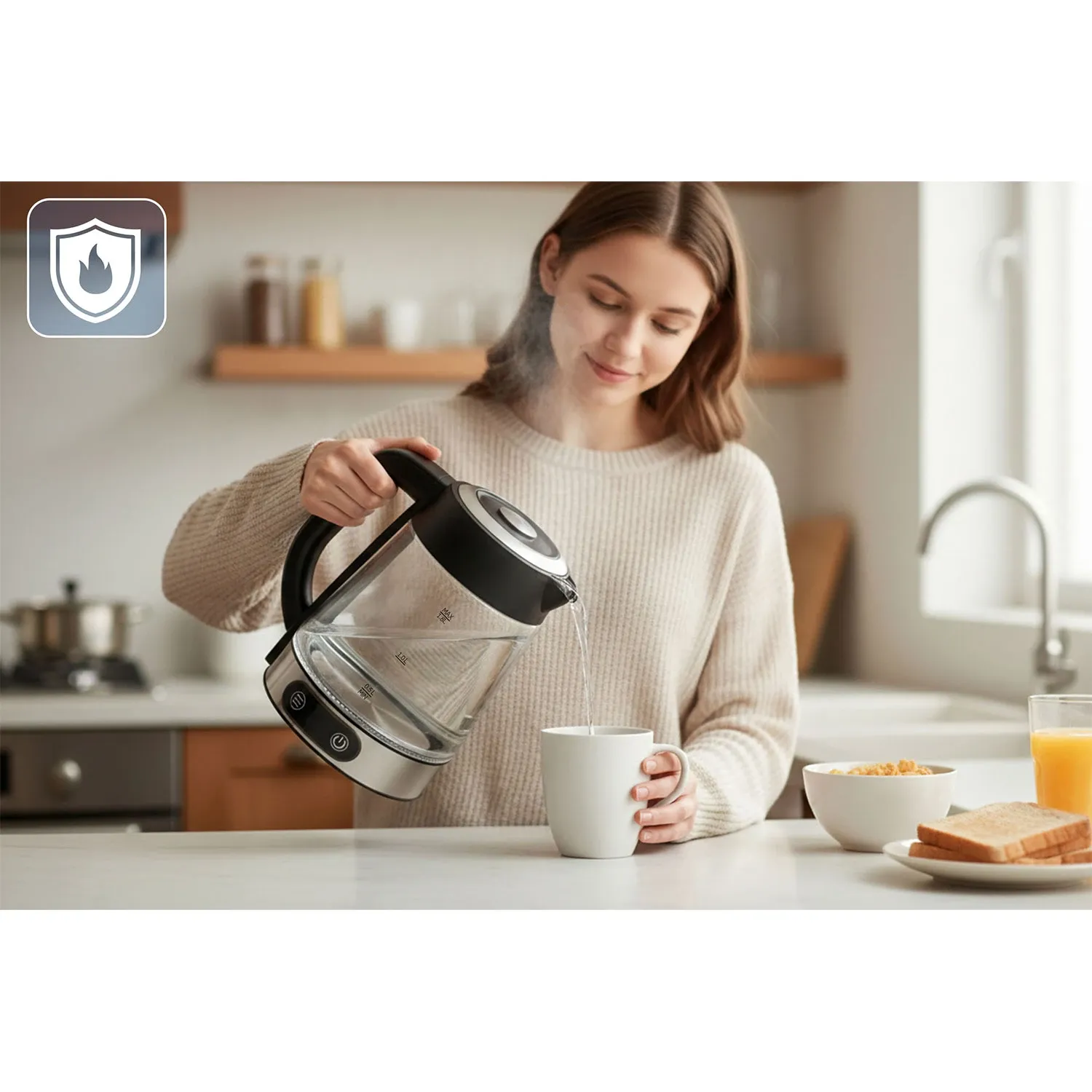 Elektrinis stiklinis virdulys su temperatūros reguliatoriumi 1,8 l 2200 W Berdsen BD-715 - nuotrauka 1