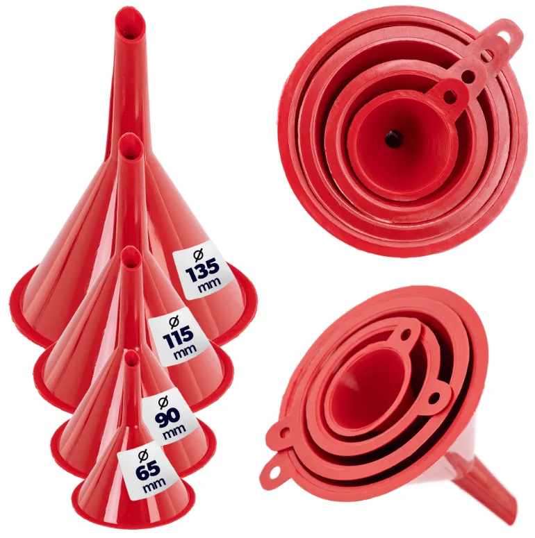 „Ranea“ universalus piltuvėlių rinkinys, raudonas, 4 vnt.