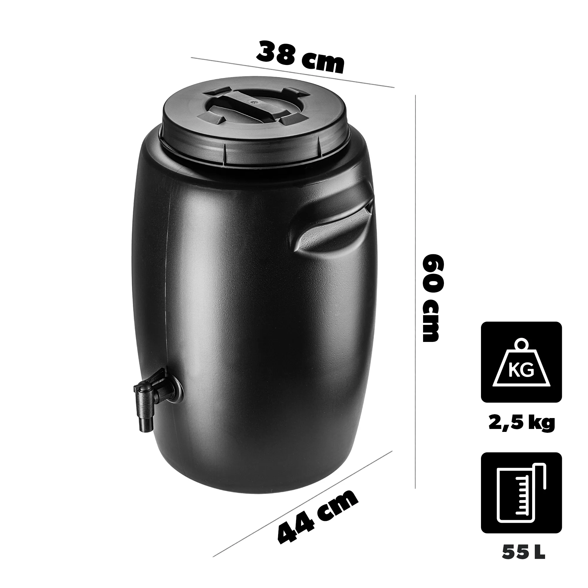 Pange 55L juoda sodo trąšų talpa