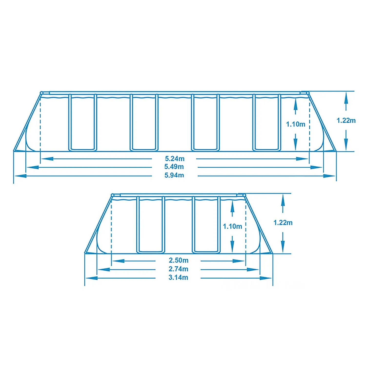 Karkasinis sodo baseinas 549 x 274 x 122 cm, 17 viename, „Bestway 56710“ - nuotrauka 1