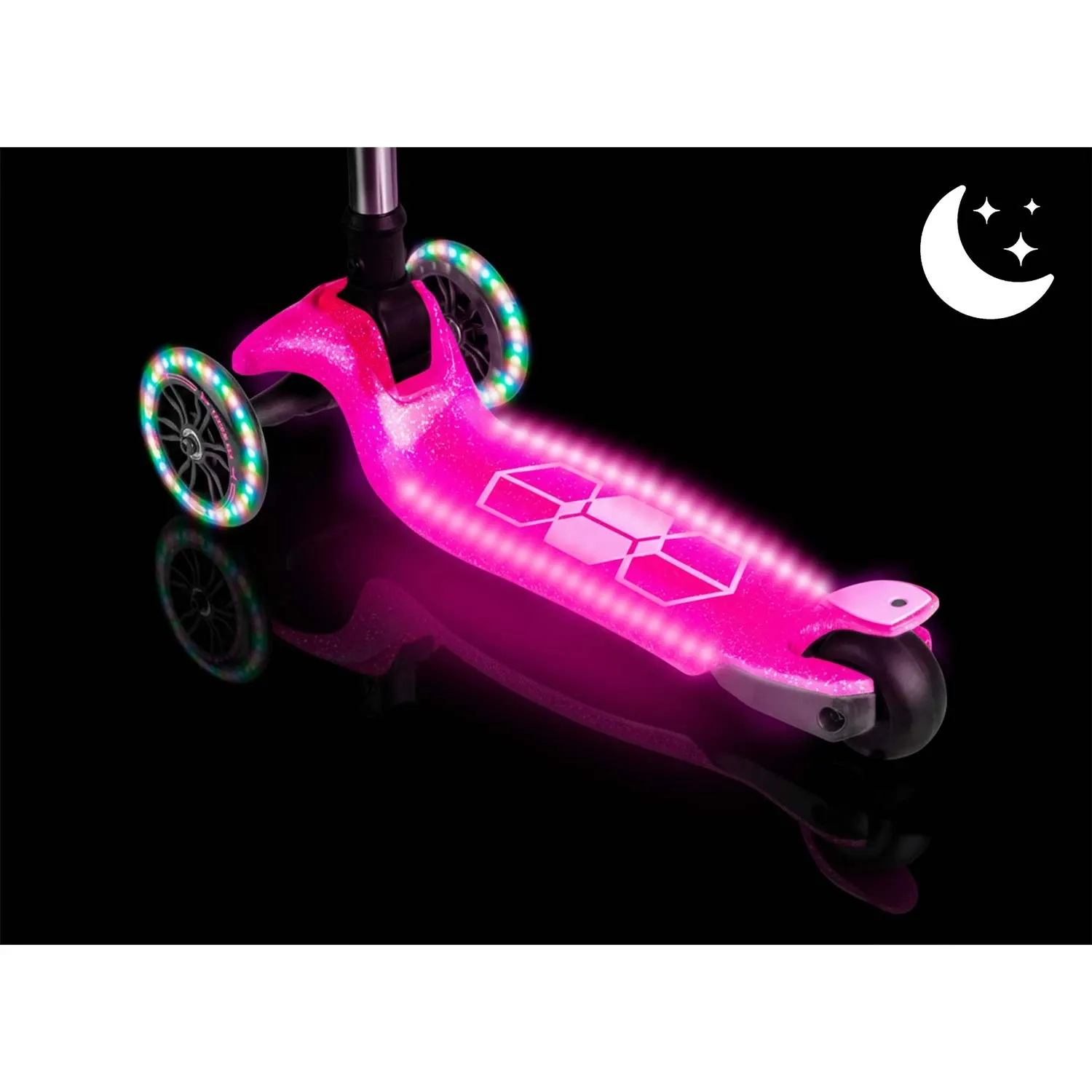 „Ricokids Jelly“ triratis balansinis paspirtukas vaikams, šviečiantis tamsoje - rožinis - nuotrauka 1