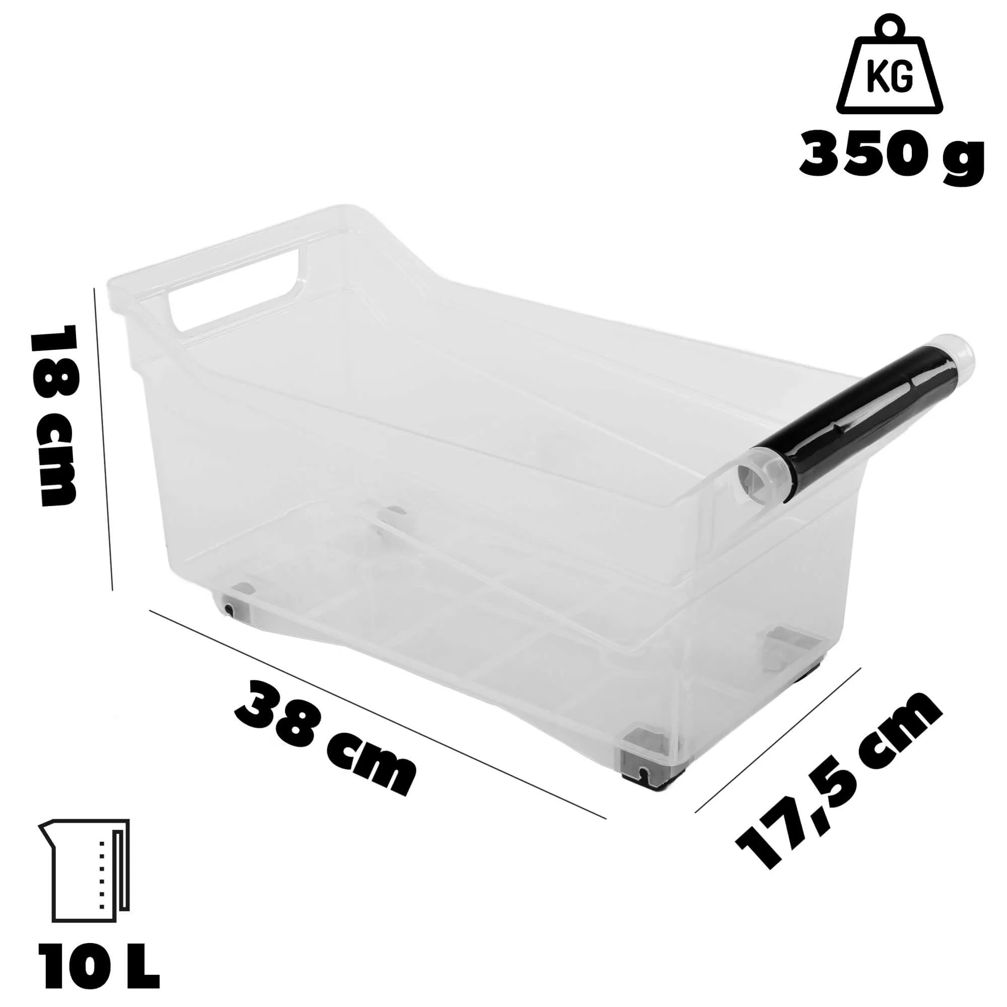 Viran 10L sandėliavimo konteineris su ratukais ir rankena