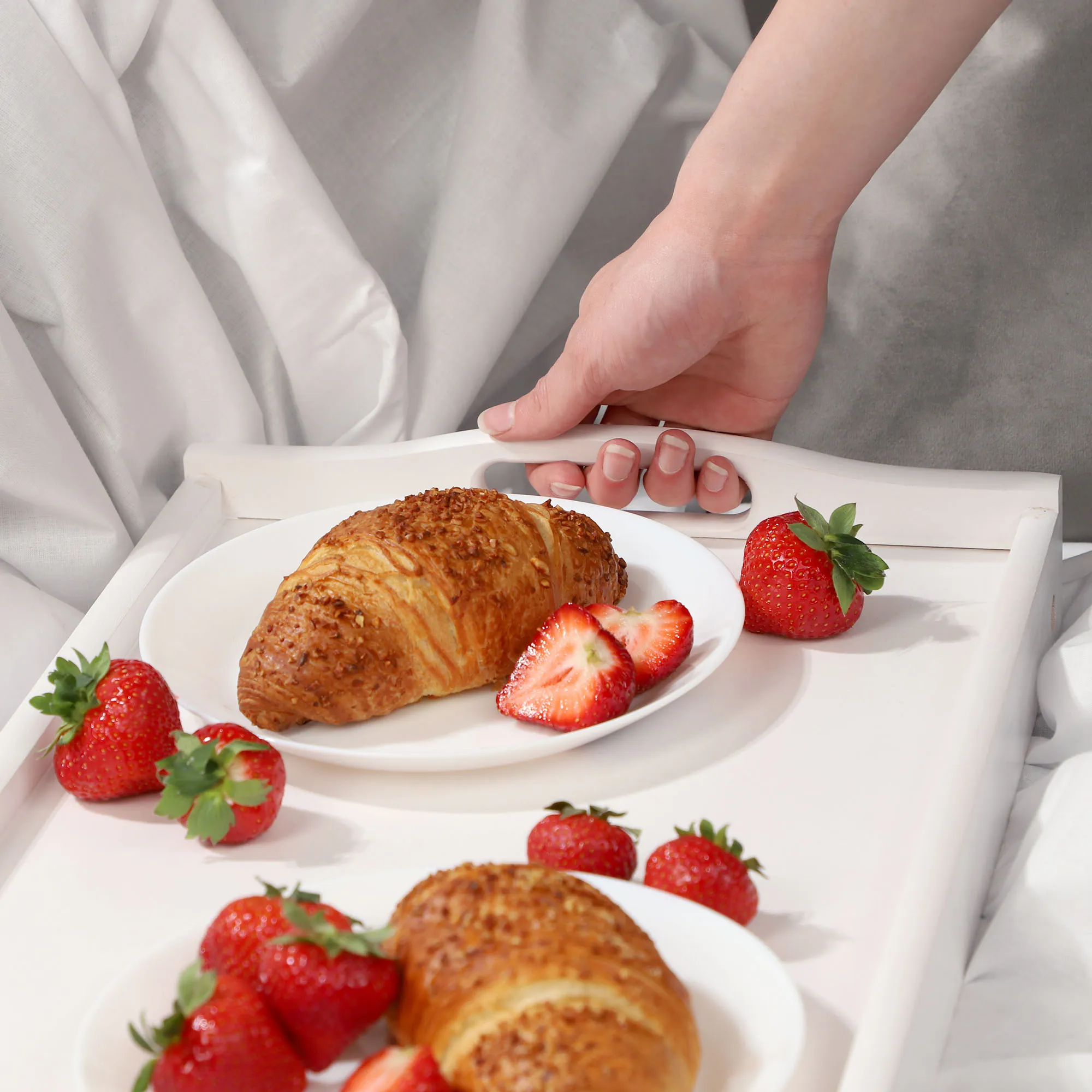 „Solia“ pusryčių stalas, nešiojamam kompiuteriui, 50 cm, baltas