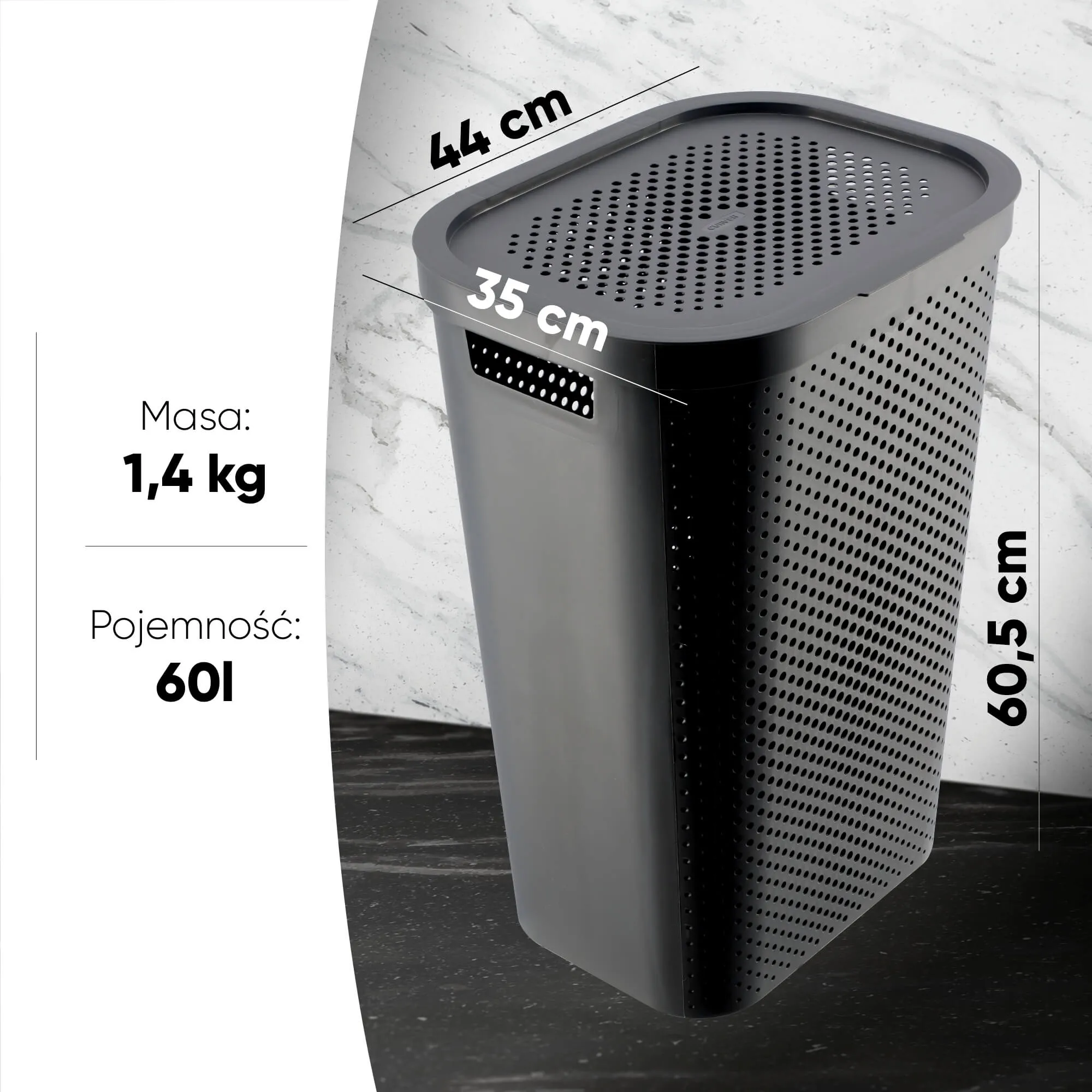 Curver Infinity 60 l šiukšliadėžė su dangčiu, tamsiai pilka