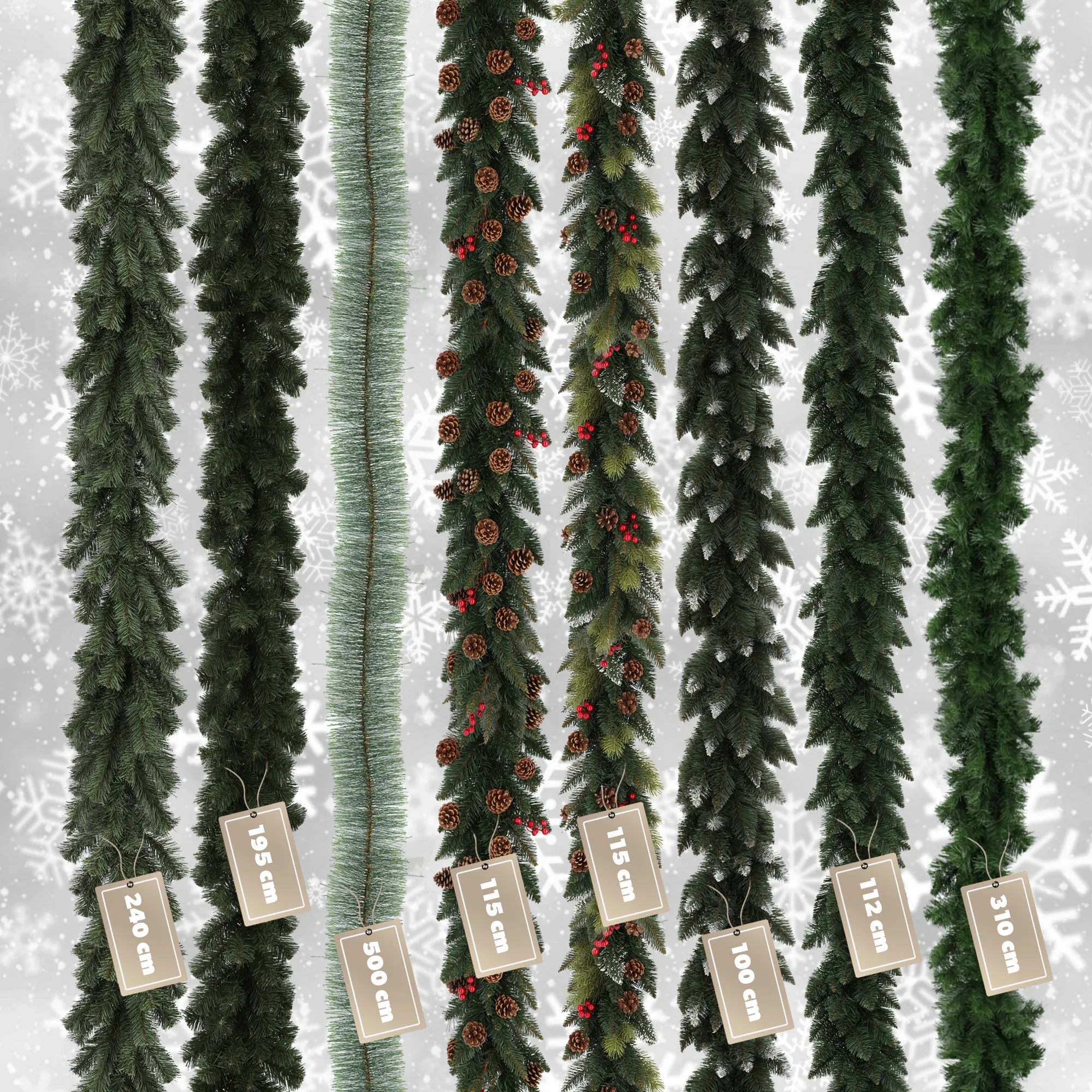 Kalėdų eglutės girlianda, 310 cm, žalia