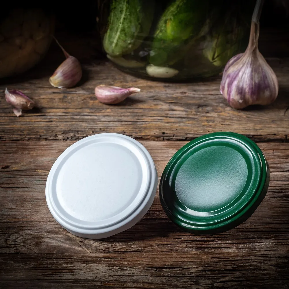 Boro stikliniai indeliai 1,7 l 89 mm + žali dangteliai 8 vnt.