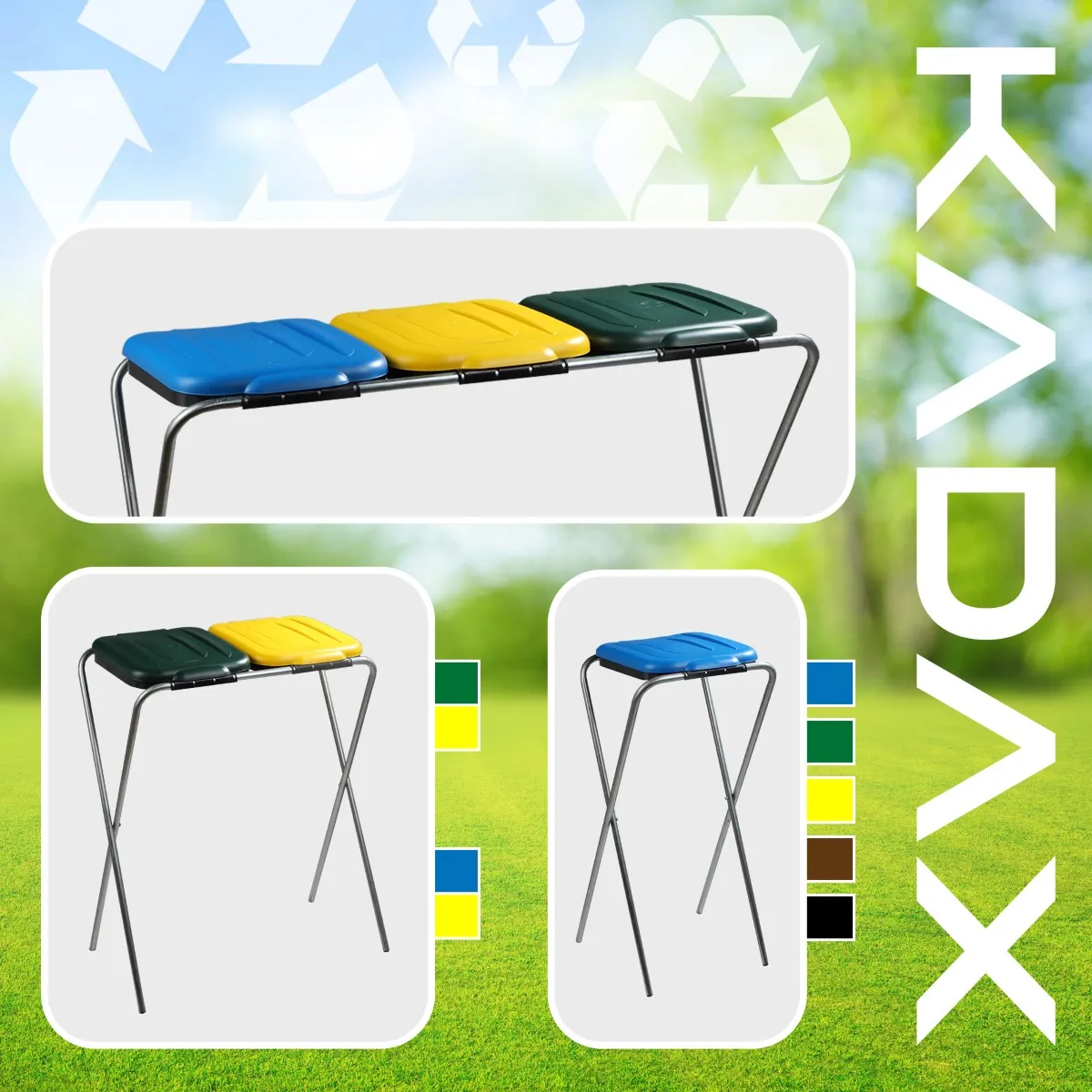 Bakel viengubas juodas atliekų rūšiavimo maišų stovas