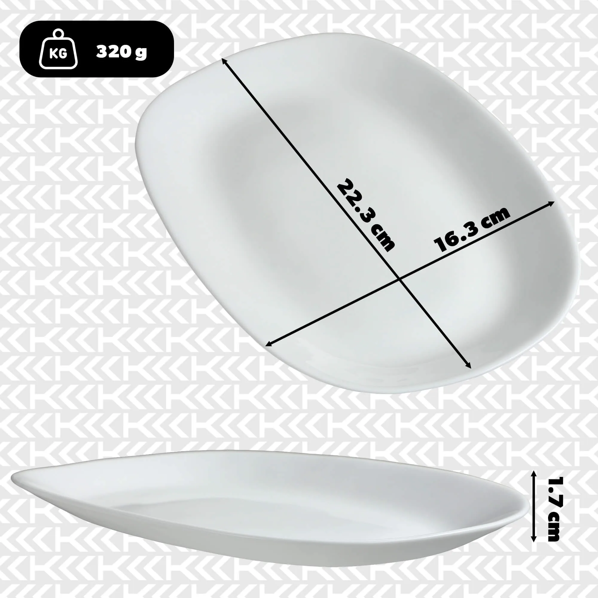 Perotti ovali lėkštė 23 cm, balta