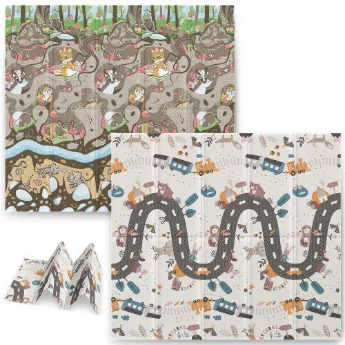 Sulankstomas putplasčio kilimėlis 200 x 180 x 1 cm Nukido NK-340 antžeminis traukinys - nuotrauka 1