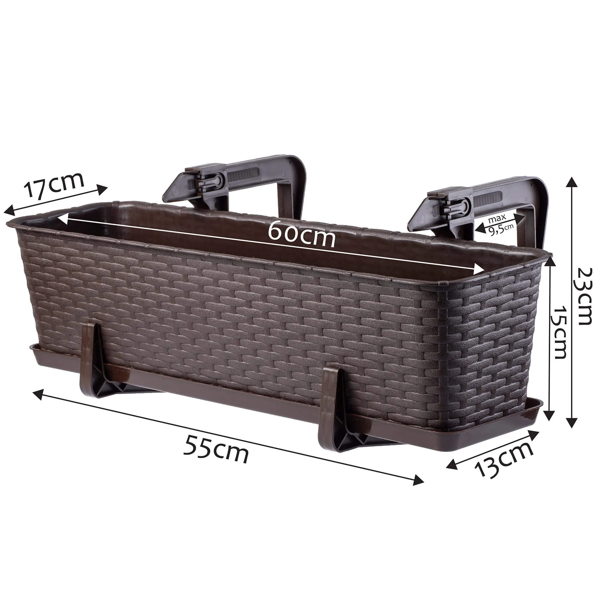Rotango vazonas su lėkštute Frette 60 cm + 2 rankenos