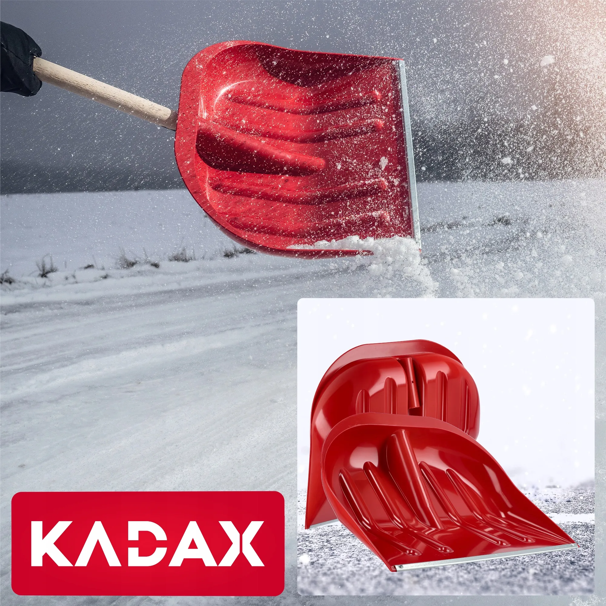 Sniego kastuvas be rankenos, raudonas, 3 vnt.