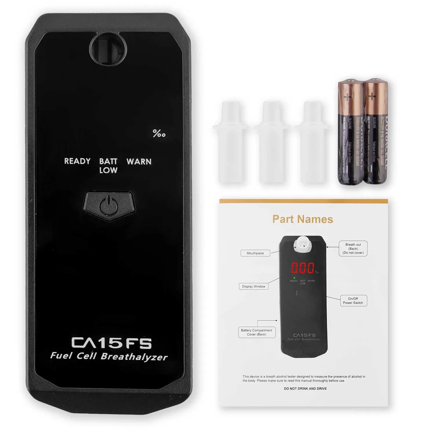 CA 15FS elektrocheminis alkotesteris + kandikliai - nuotrauka 1
