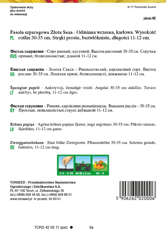Paprastosios geltonankštės žaliosios pupelės Złota Saxa 50g