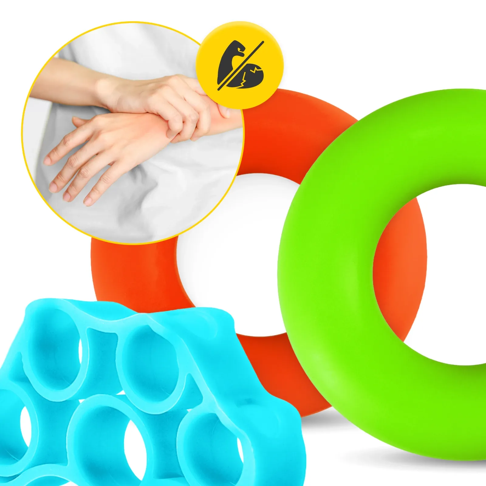 9 guminių juostų rinkinys rankų ir pirštų mankštai