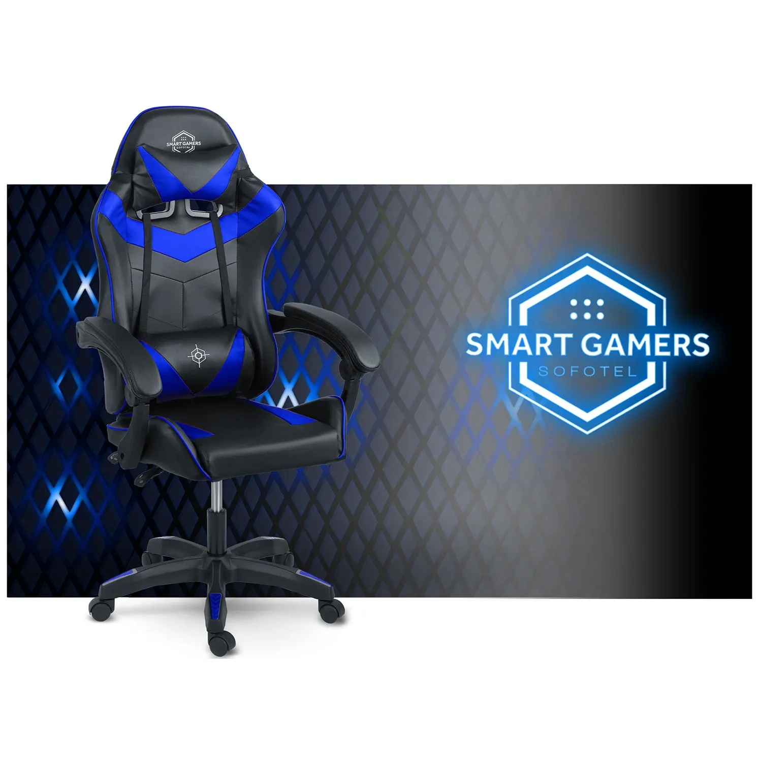 Sofotel Draknor žaidimų kėdė, juoda ir mėlyna - nuotrauka 1