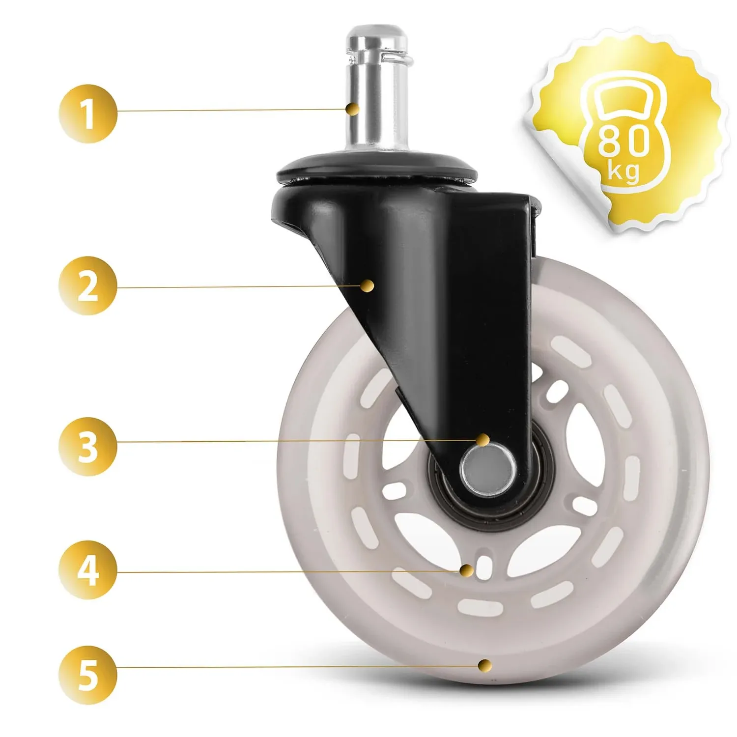 Skaidrūs guminiai ratukai Sofotel foteliams, 5 vnt. - nuotrauka 1