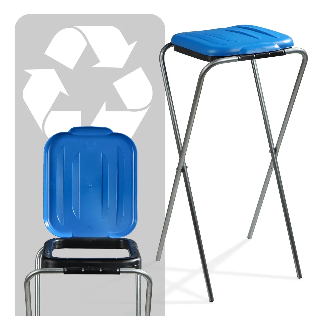 Bakel vienkartinių atliekų rūšiavimo maišų stovas, mėlynas