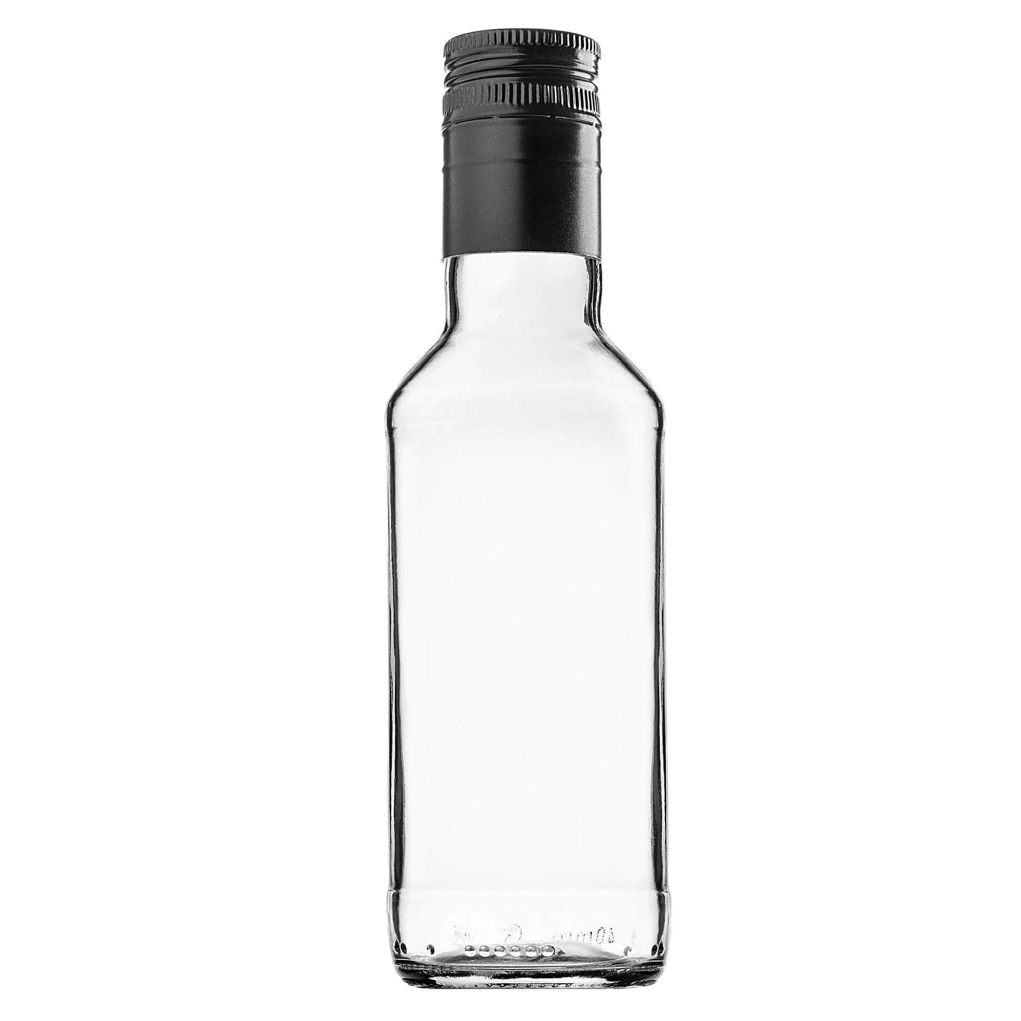 Monopol stiklinis butelis 200 ml su ilgu juodu dangteliu, 10 vnt.