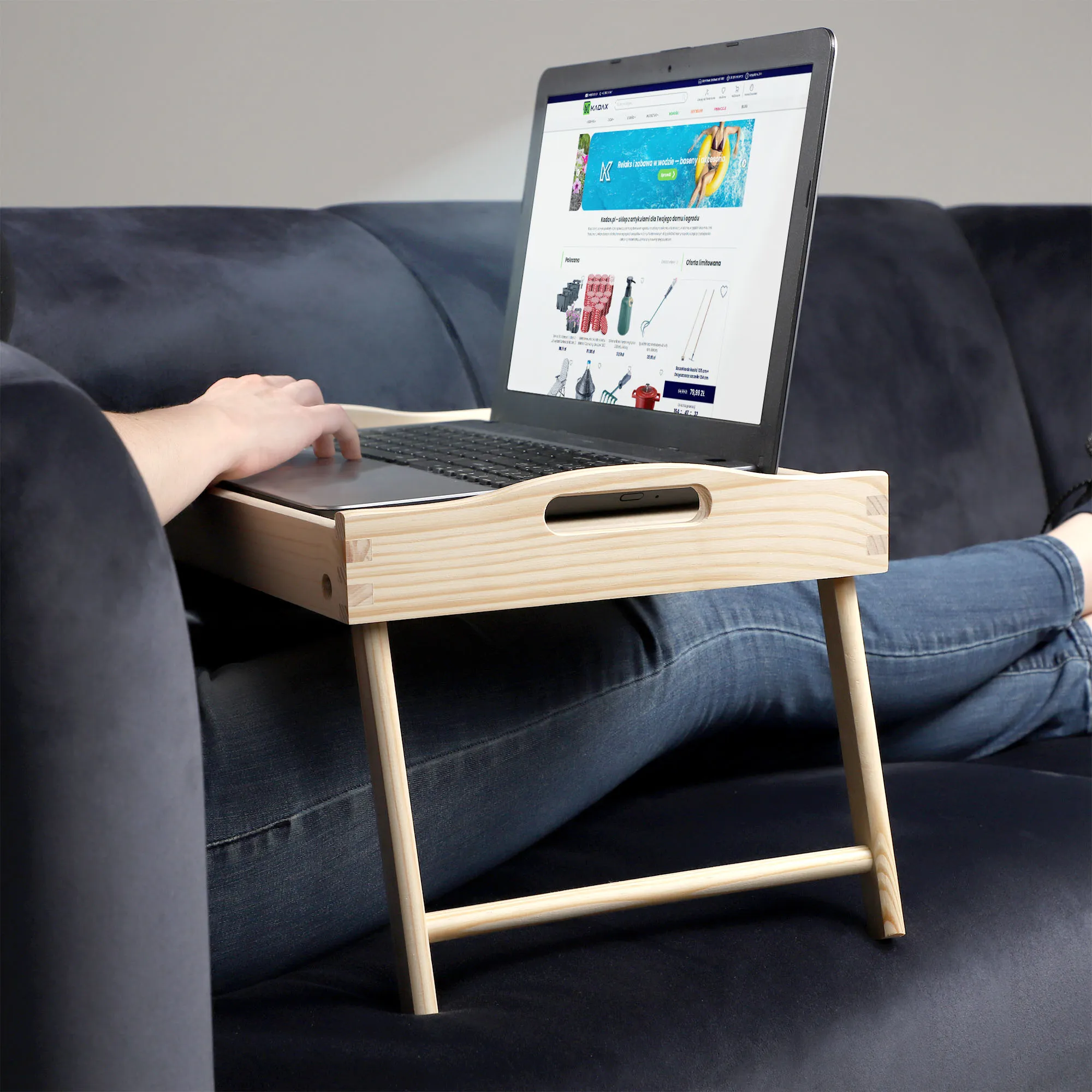 „Solia“ pusryčių stalas, nešiojamam kompiuteriui, 50 cm, natūralus