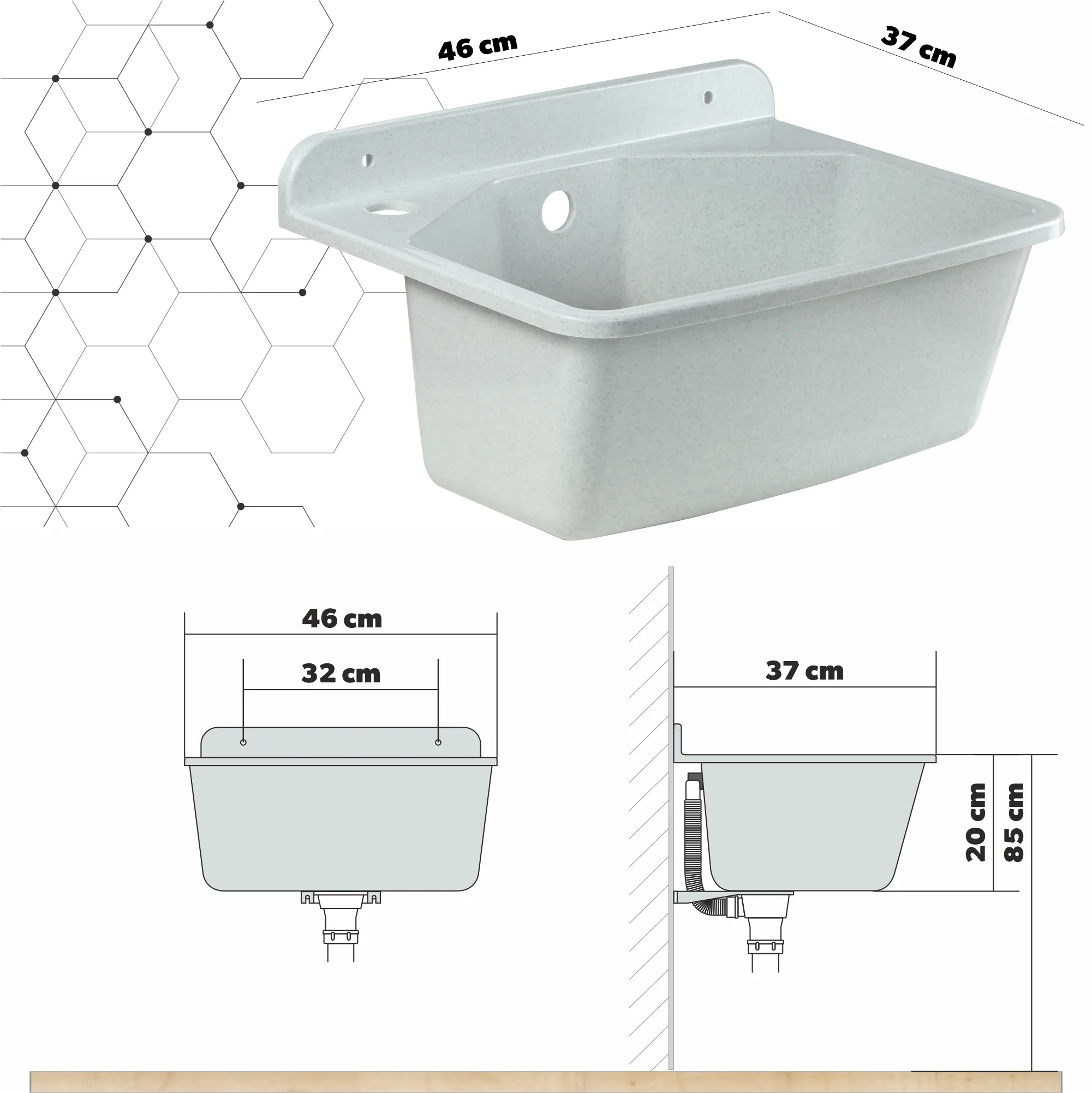 Gospo Ferro kriauklė su pasukamu maišytuvu, balta