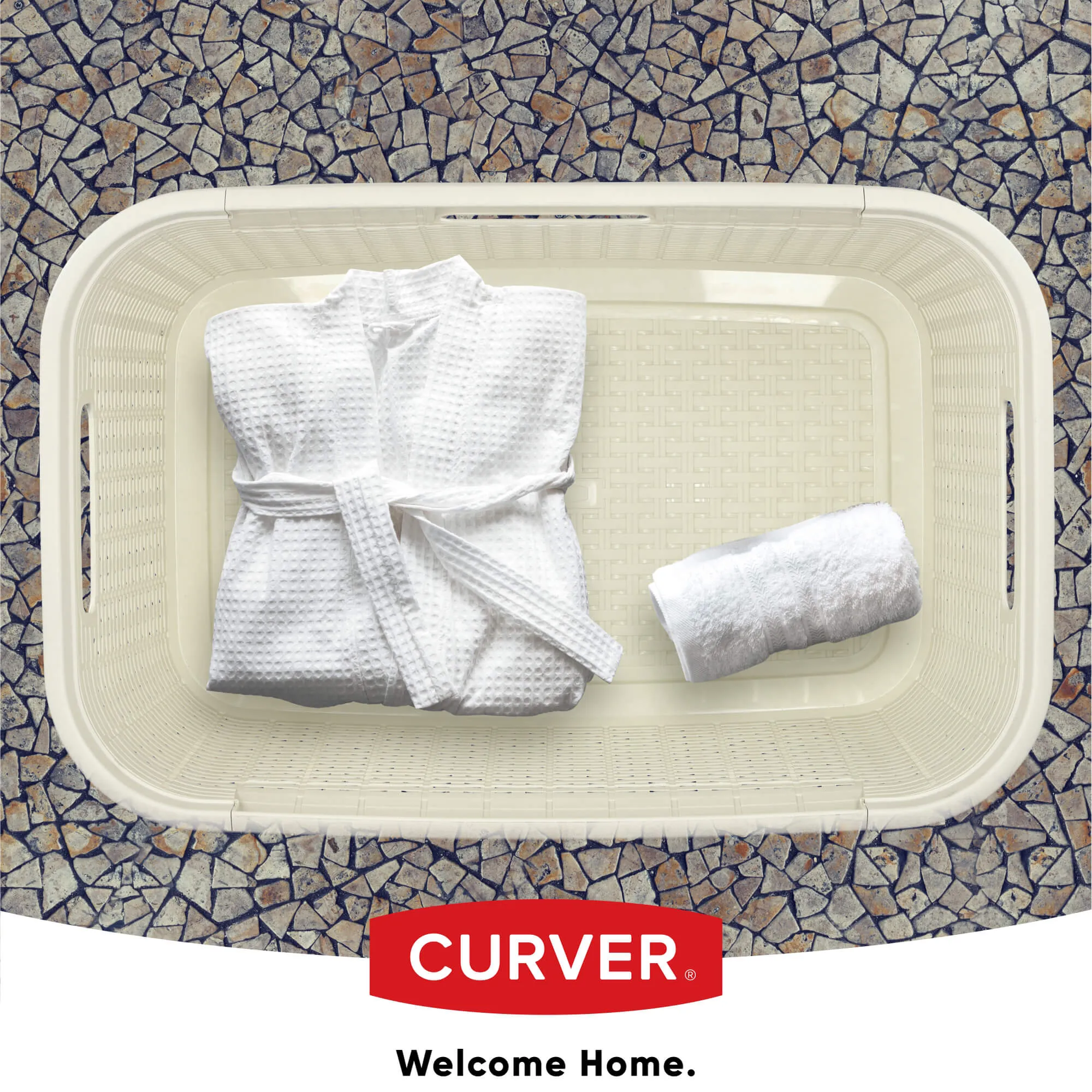 Curver Natural Style 45 l kreminės spalvos skalbinių konteineris