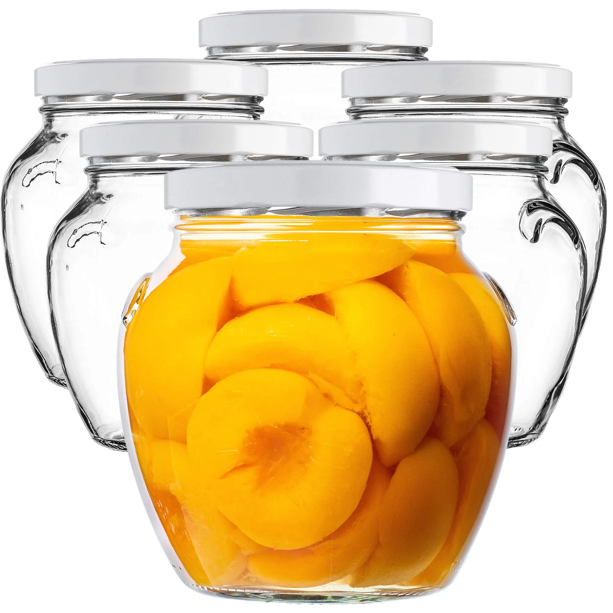 „Sassa“ konservavimo stiklainiai, 1700 ml, 6 vnt., 110 mm, + balti dangteliai