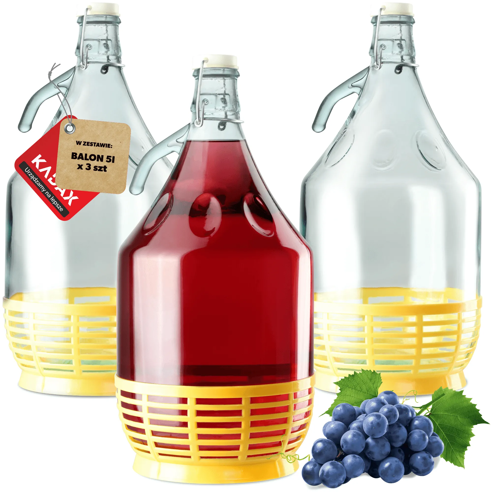 Vyno buteliai su mechaniniu kamščiu 5L 3 vnt.