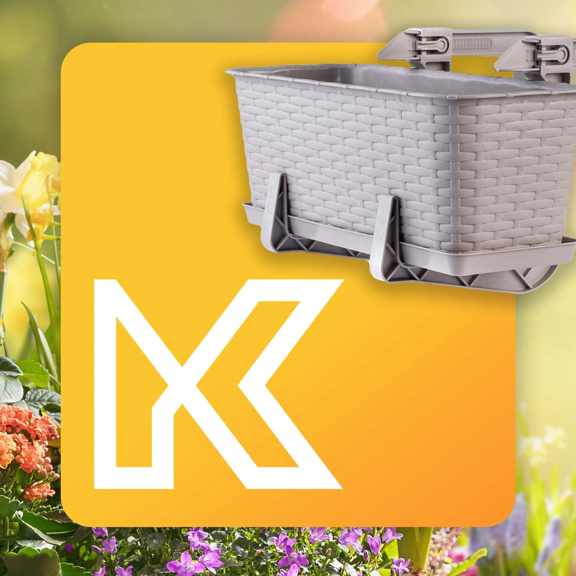 Rotango balkono dėžė su rankenomis Castro karamelė 40 cm