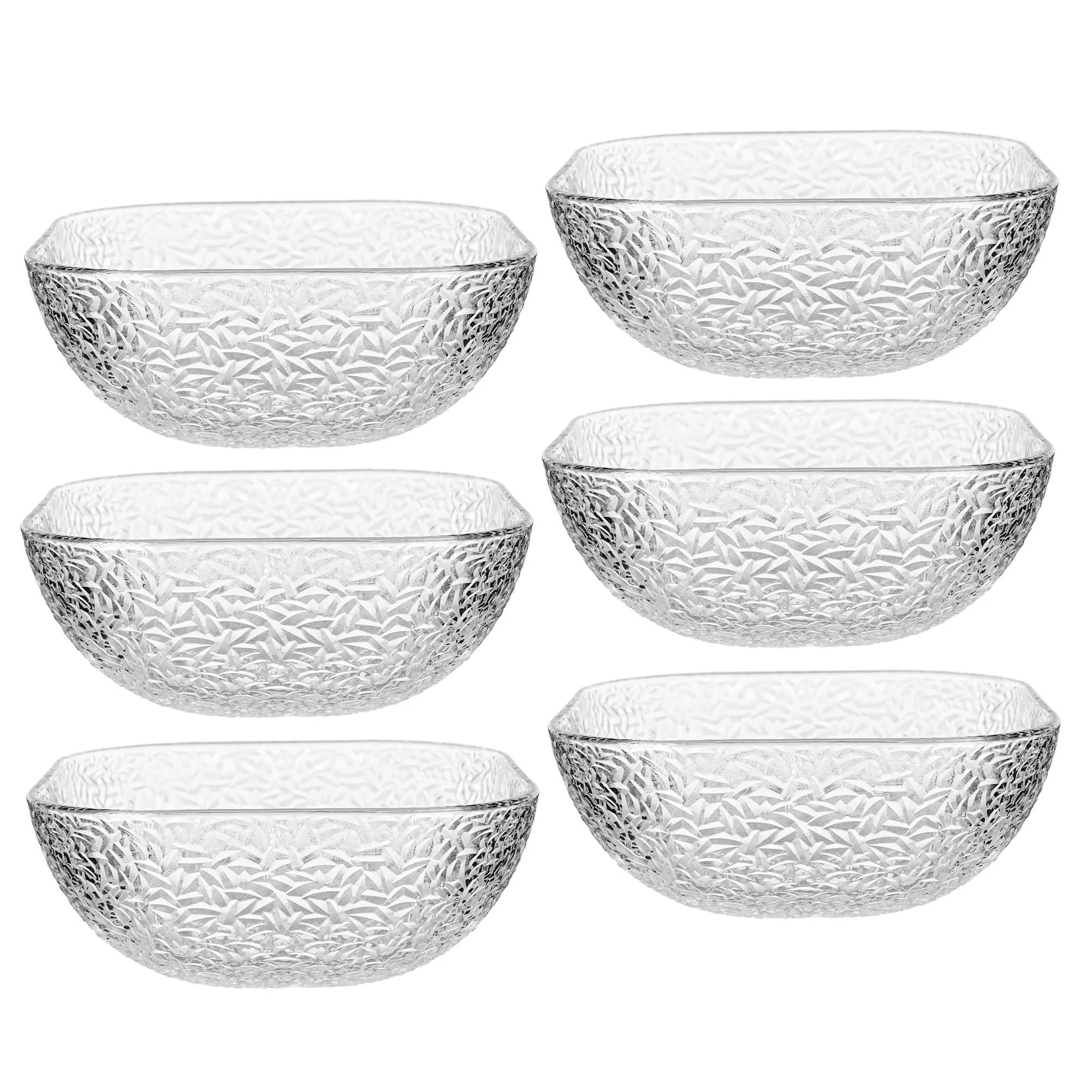 Venosa stikliniai salotų dubenėliai, 20 cm, su ledo raštu, 6 vnt.