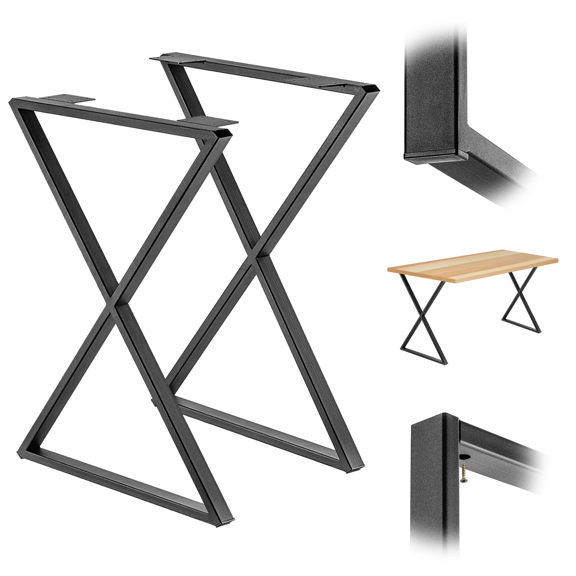 Varetz „Klepsydra X“ stalo kojos, 60 x 75 cm, juodos