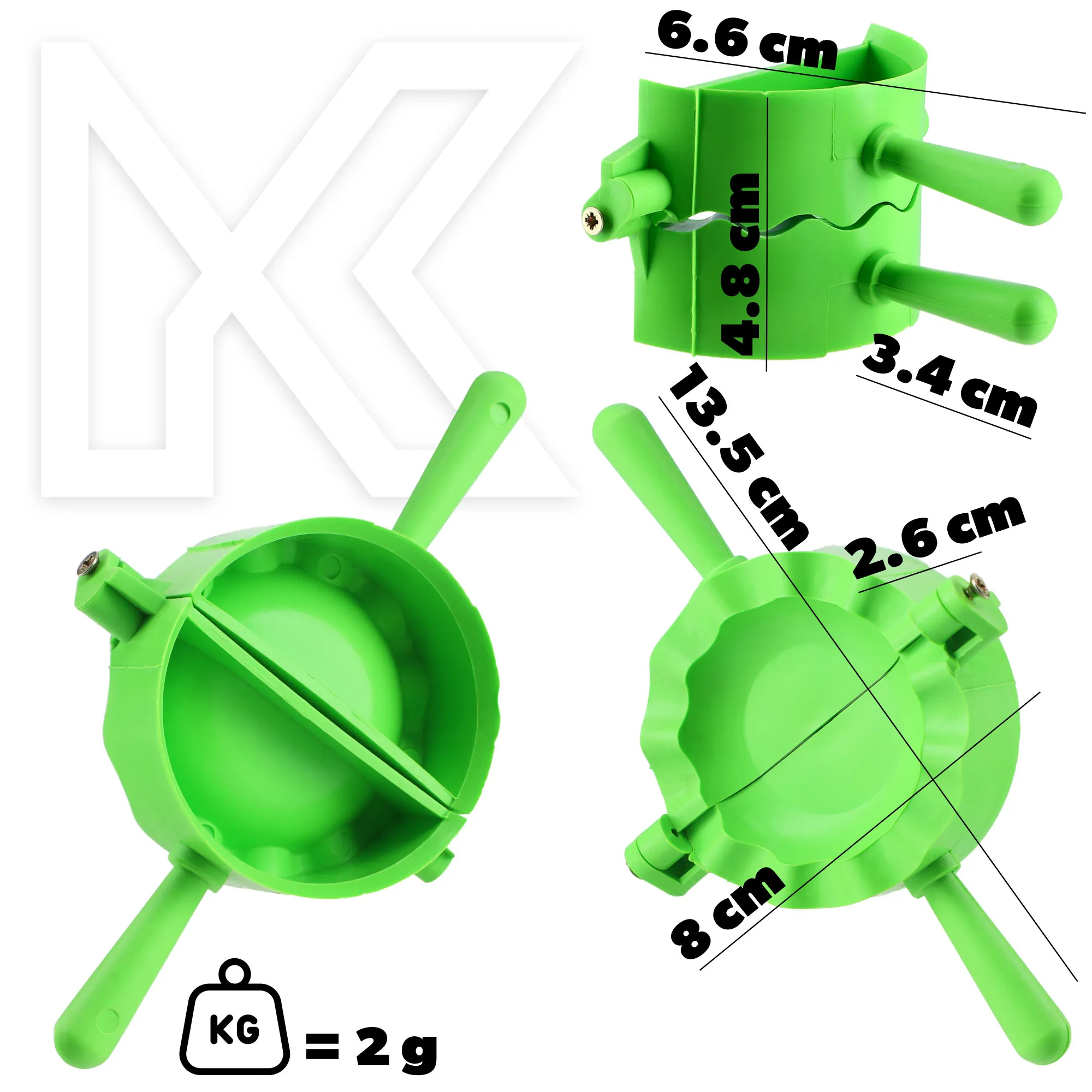 Altare raviolių ir koldūnų kepimo forma 8 x 13 cm, žalia