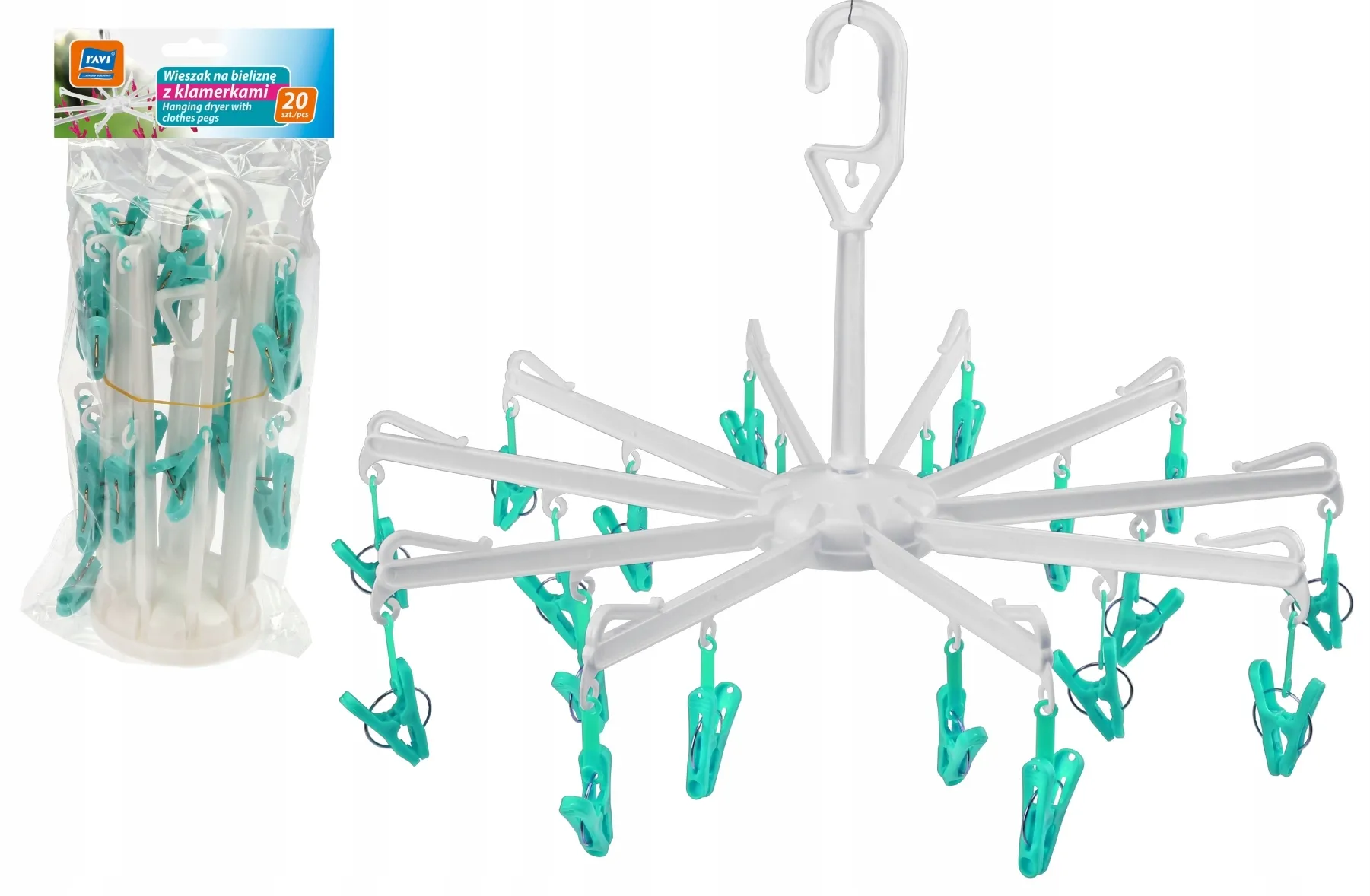 Ravi drabužių pakaba su kabliukais, mišrių spalvų