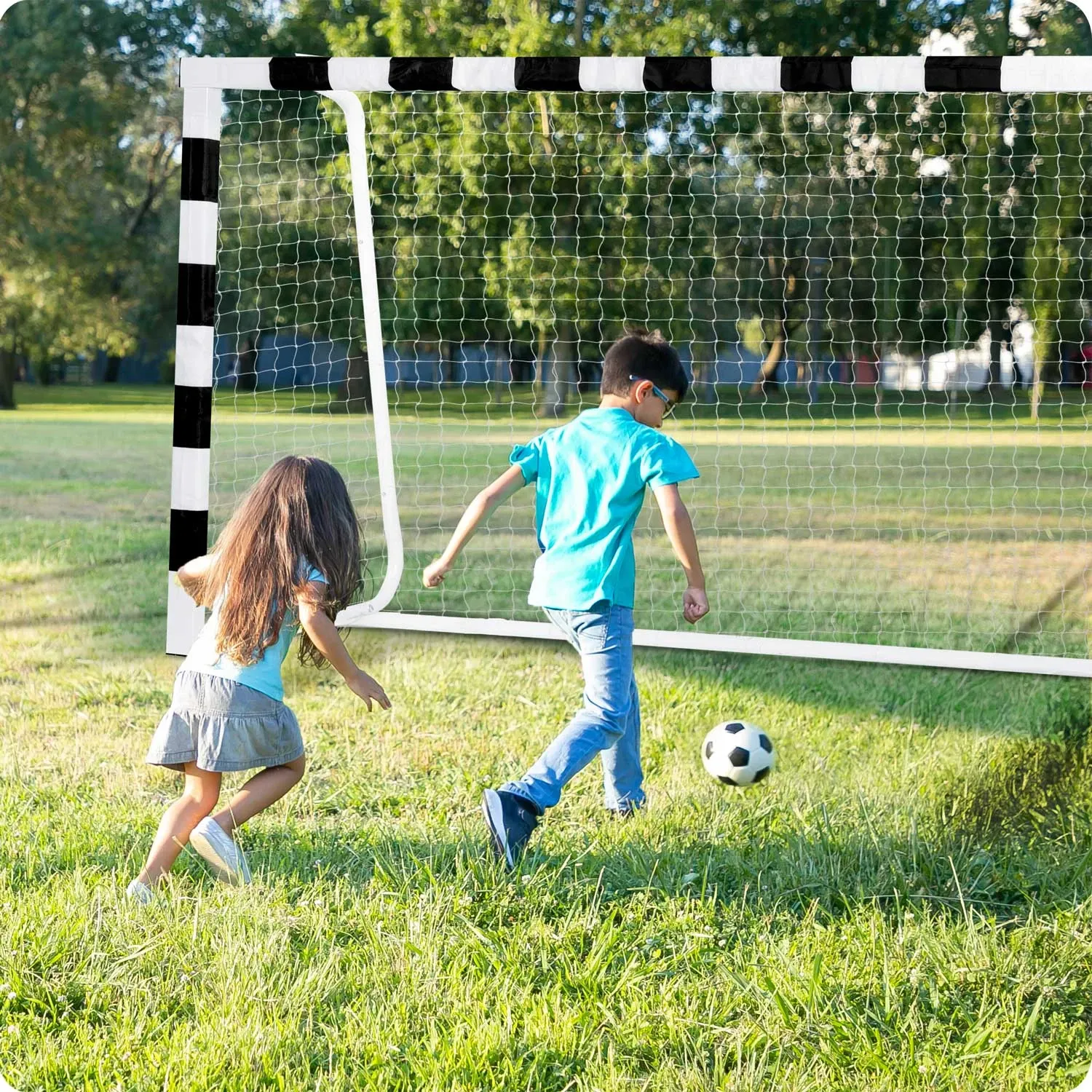 Futbolo vartai 300 x 200 x 120 cm NS-465 juodi ir balti - nuotrauka 1