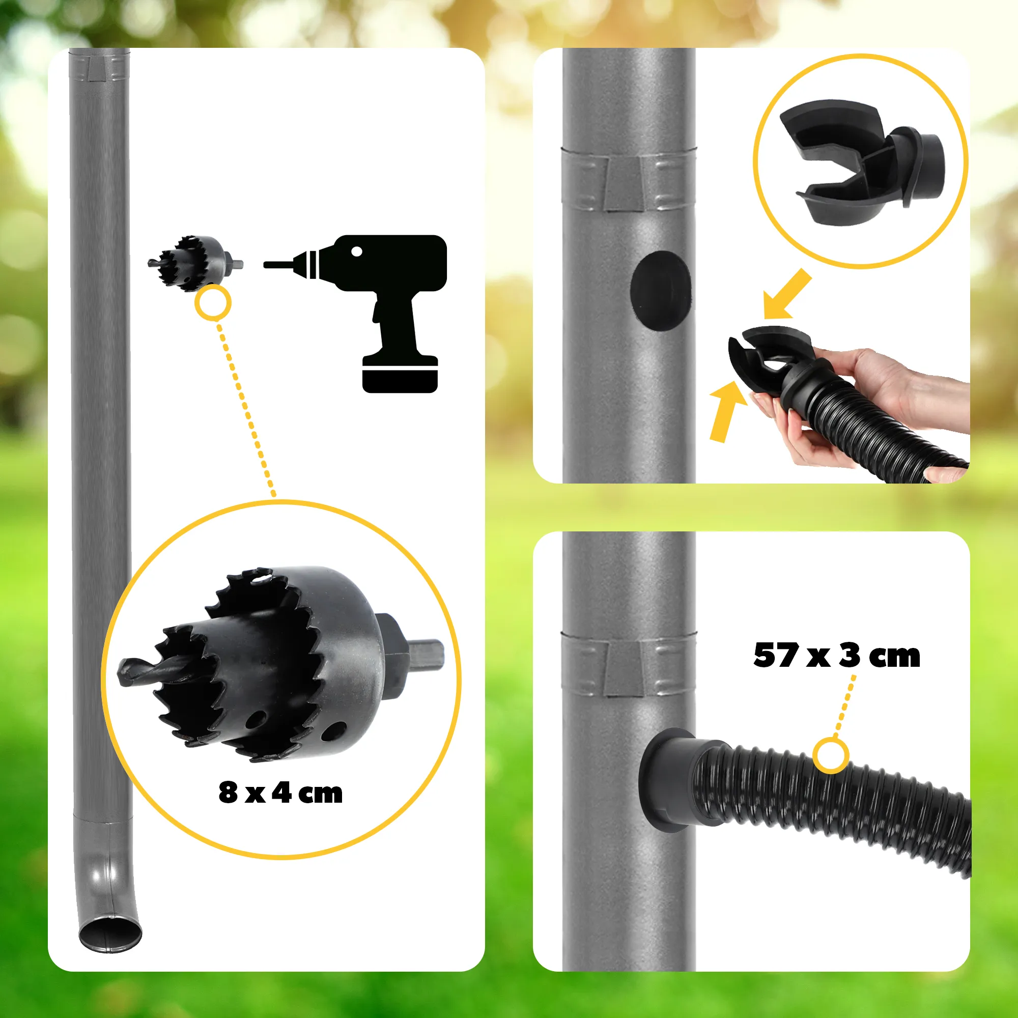 „Reveret“ 240 l lietaus vandens bakas su prijungimo komplektu, rudos bangos