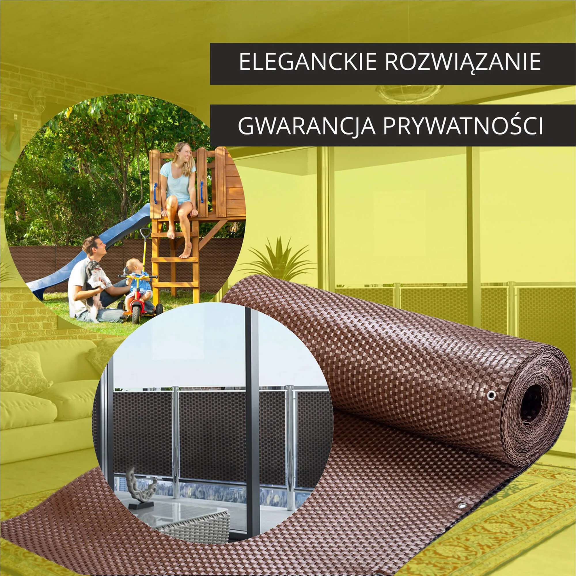 Skei balkono uždangalas 100 x 700 cm, šviesiai rudas