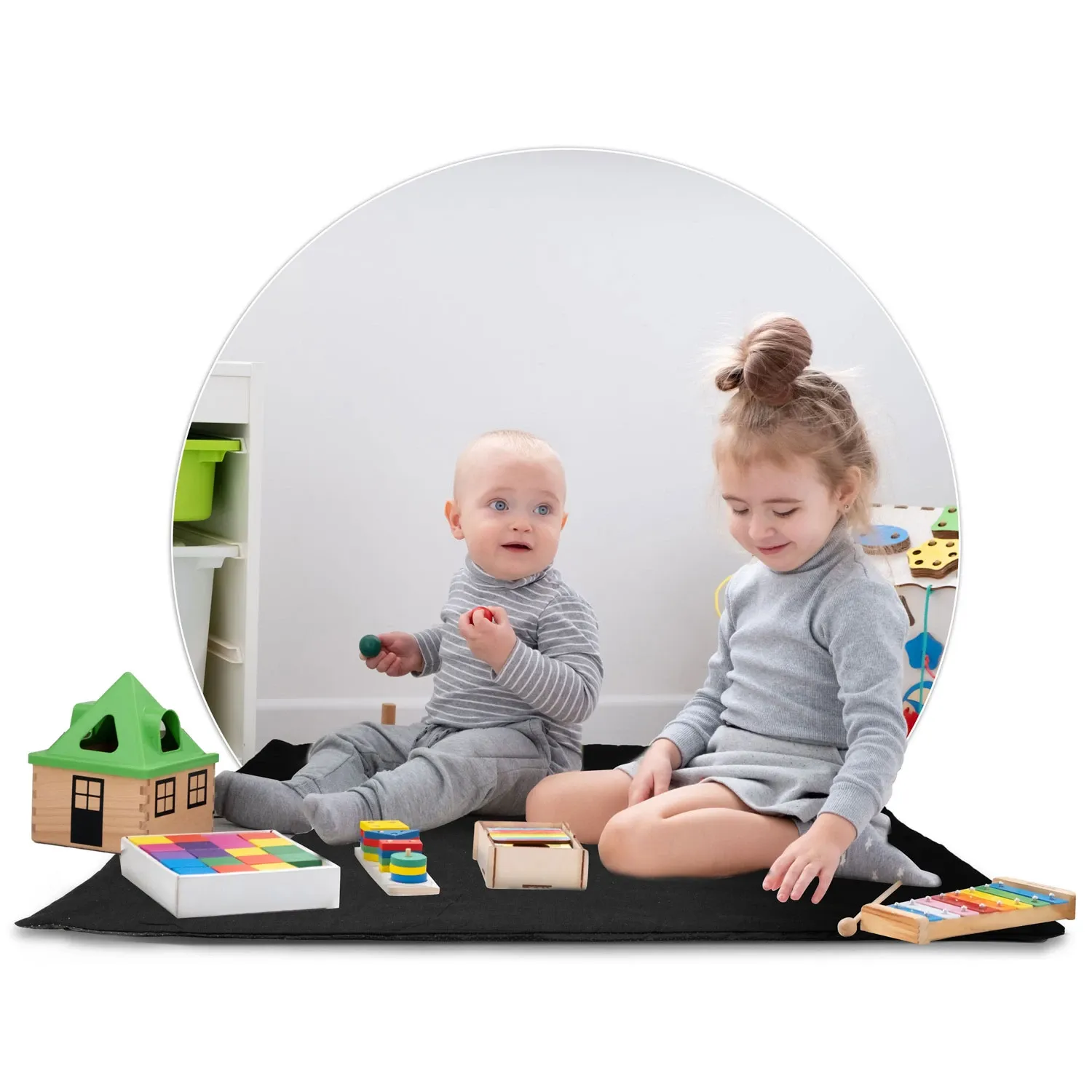 Vaikiška „Nukido“ tipo palapinė su girlianda ir švieselėmis, juodai balta spalva ir panda - nuotrauka 1