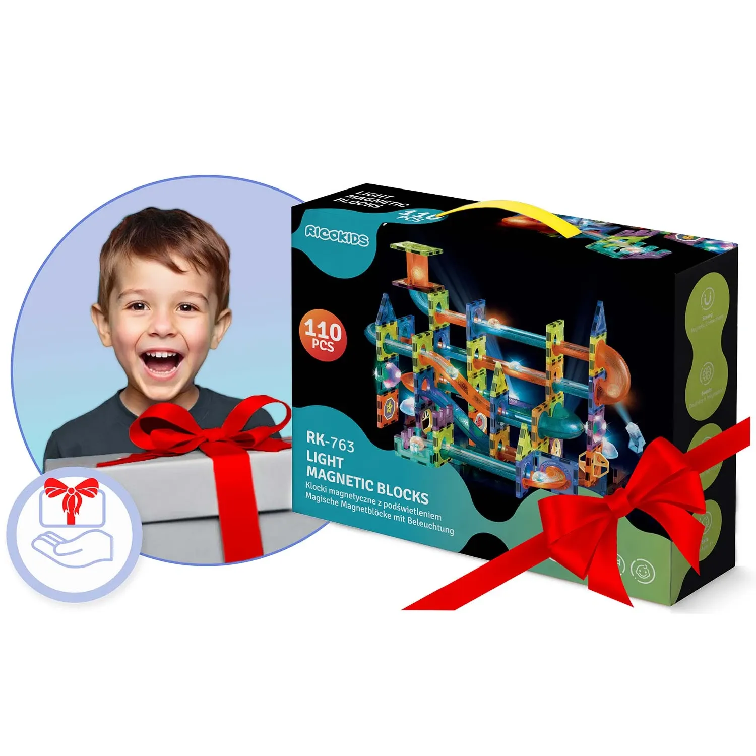 Magnetiniai kaladėlės su šviesa RK-763 Ricokids - nuotrauka 1