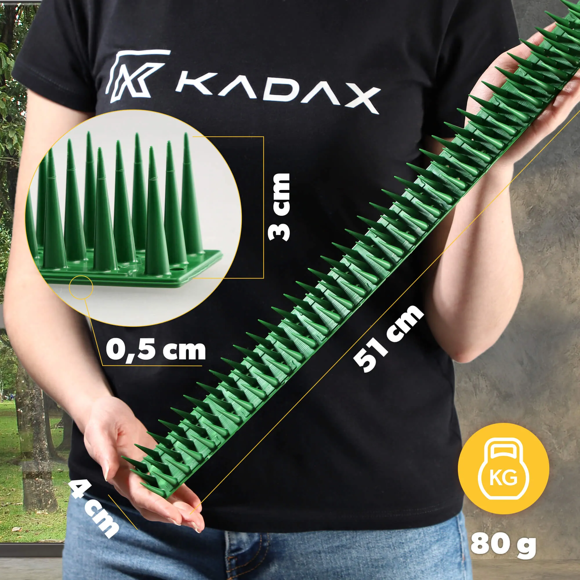 „Arcas“ plastikiniai paukščių apsaugos smaigai, žali, 1 vnt.