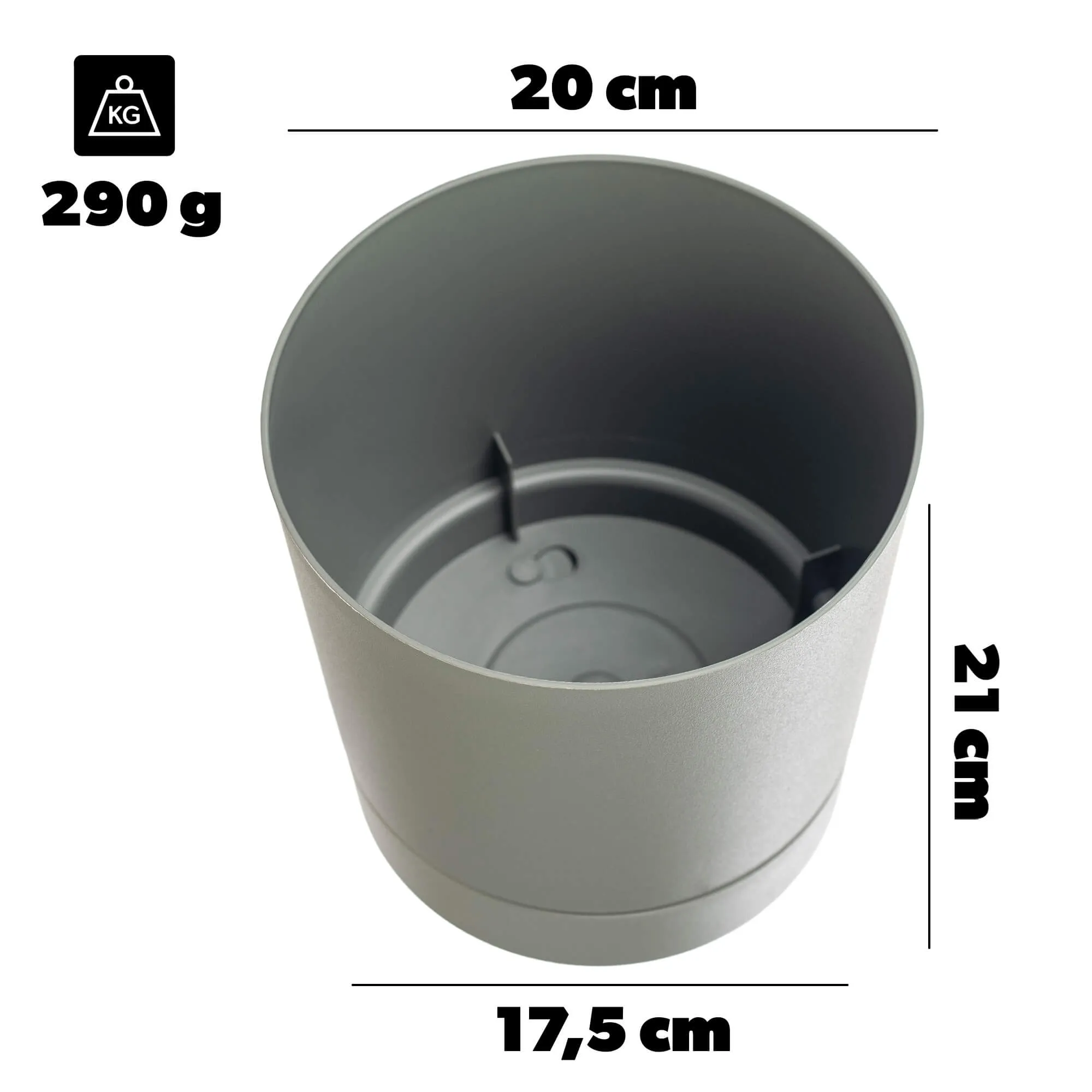 Verri vazonas su lėkštute 20 cm pilkai žalias
