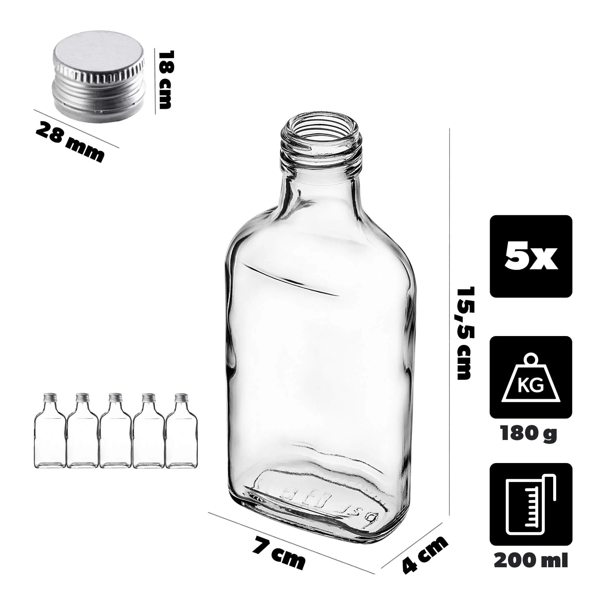 Viane termosas su sidabriniu dangteliu, 200 ml, 5 vnt.