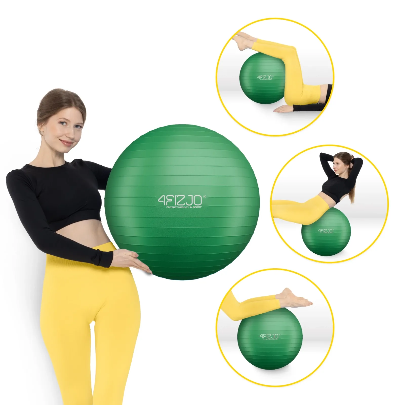 Pripučiamas gimnastikos kamuolys 55 cm žalias