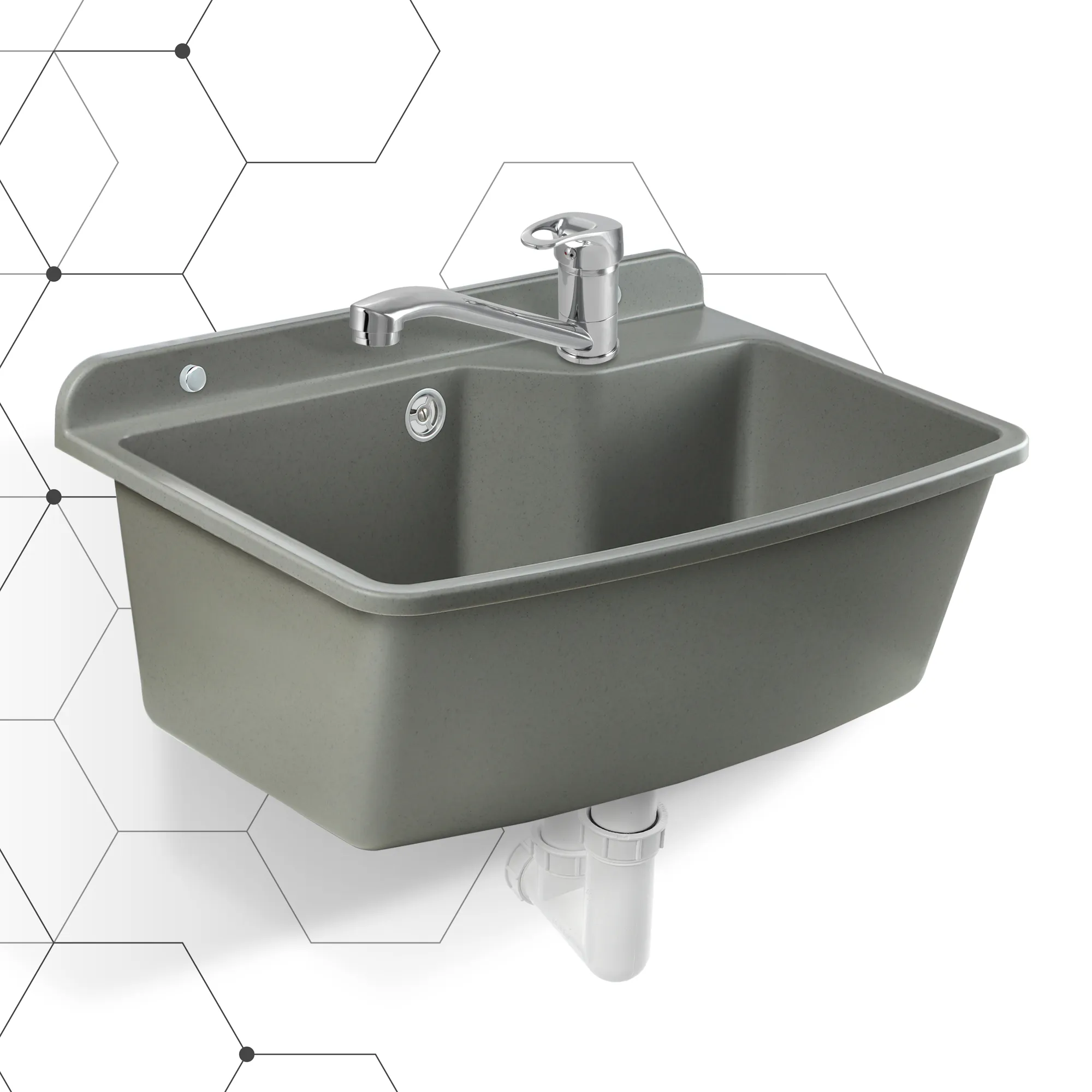 Gospo Maximus kriauklė su stovinčiu maišytuvu, pilka