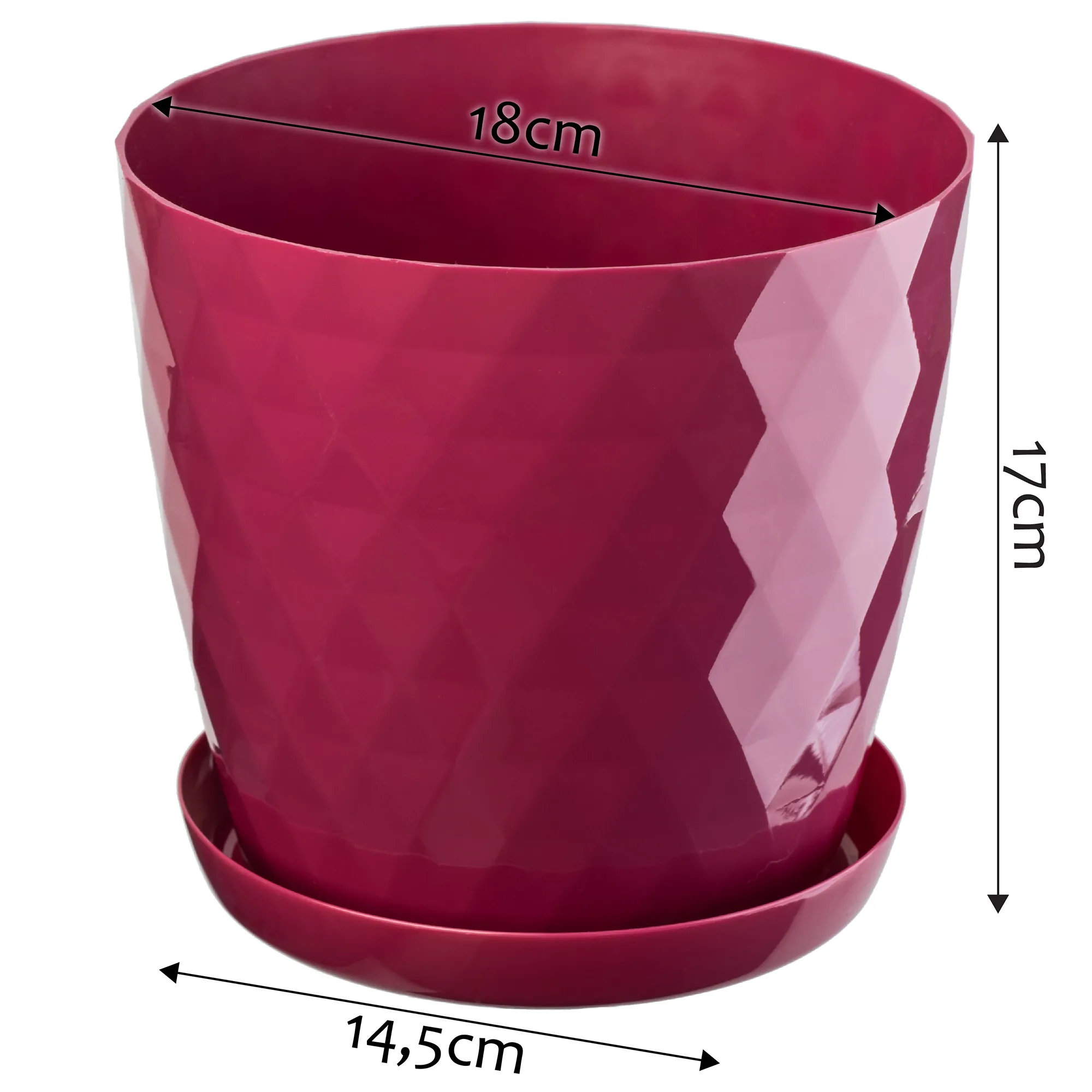 Amily gėlių vazonai su lėkštutėmis 18 cm burnočio spalvos 3 vnt.