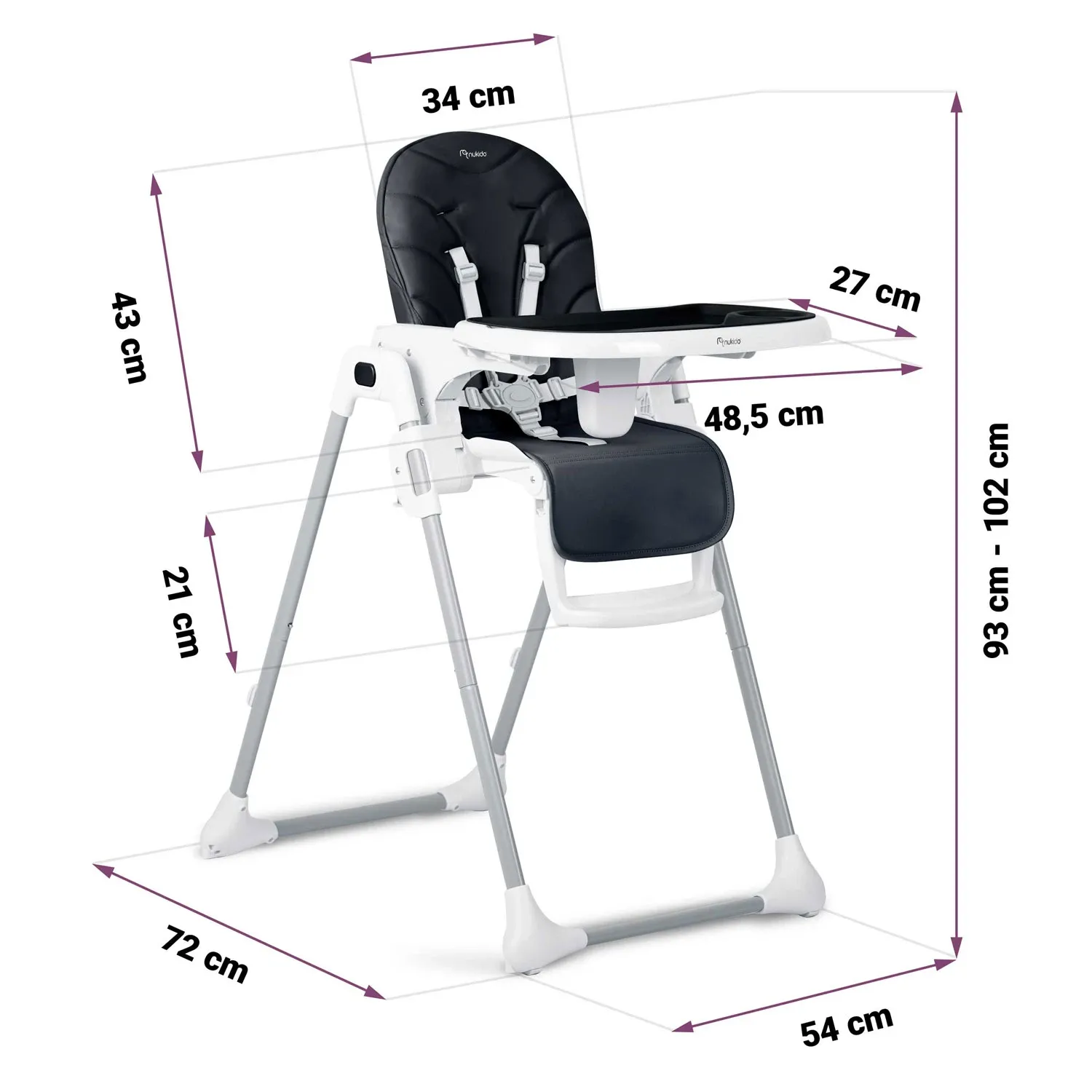 Nukido Tulo maitinimo kėdutė juoda - nuotrauka 1
