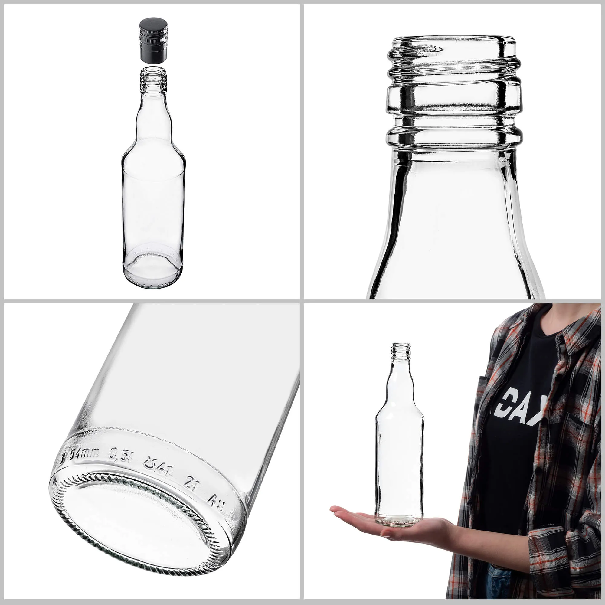Monopol stiklinis butelis 500 ml su ilgu juodu dangteliu 1 vnt.