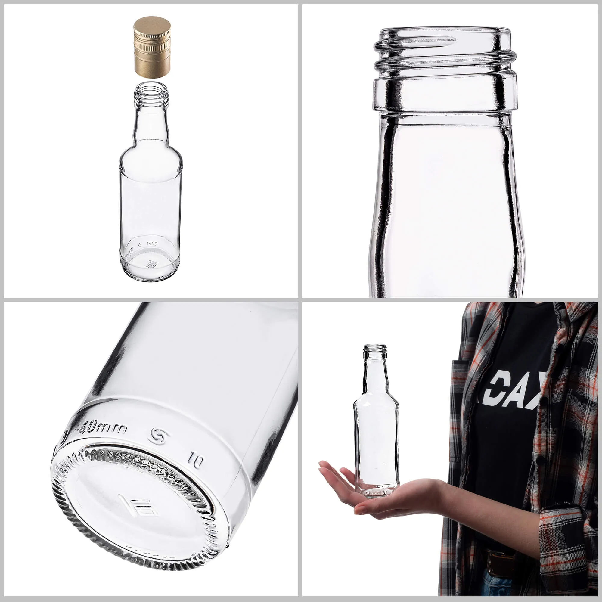 Monopol stikliniai buteliai 200 ml su ilgu auksiniu dangteliu, 100 vnt.