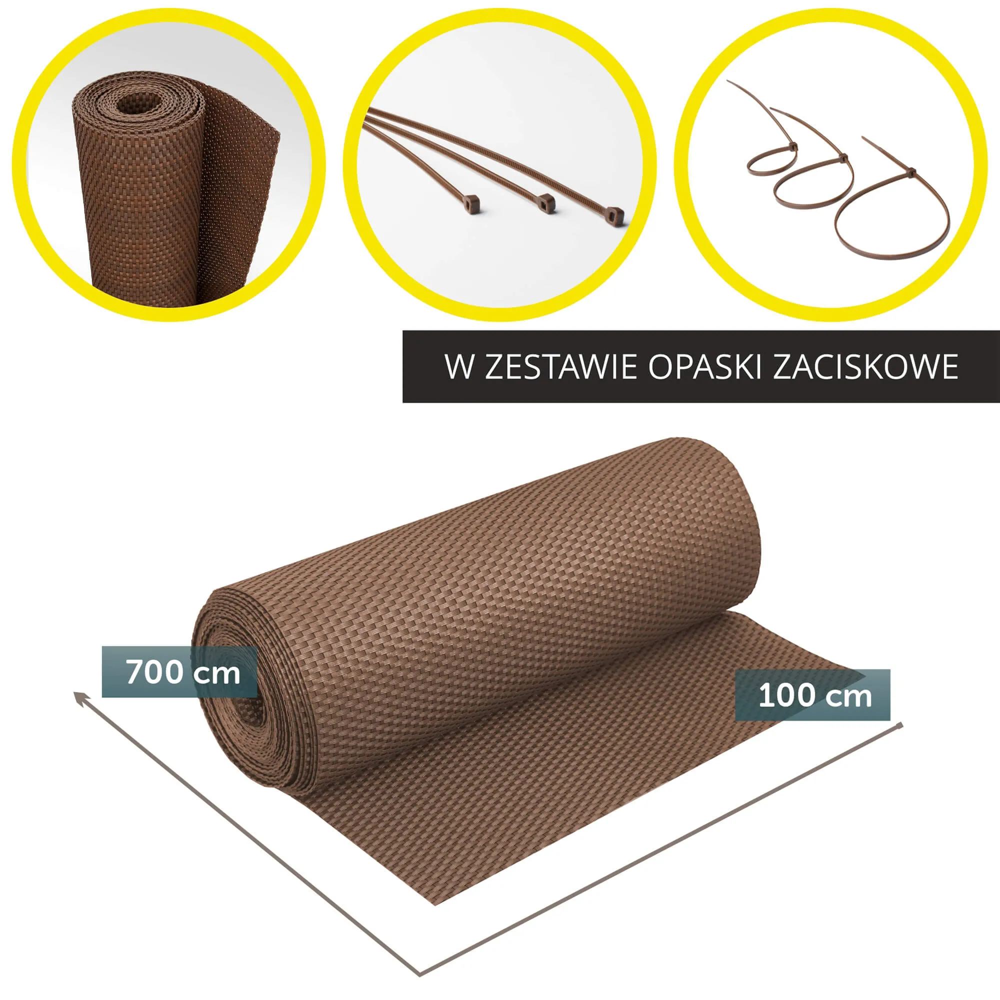 Skei balkono uždangalas 100 x 700 cm, šviesiai rudas